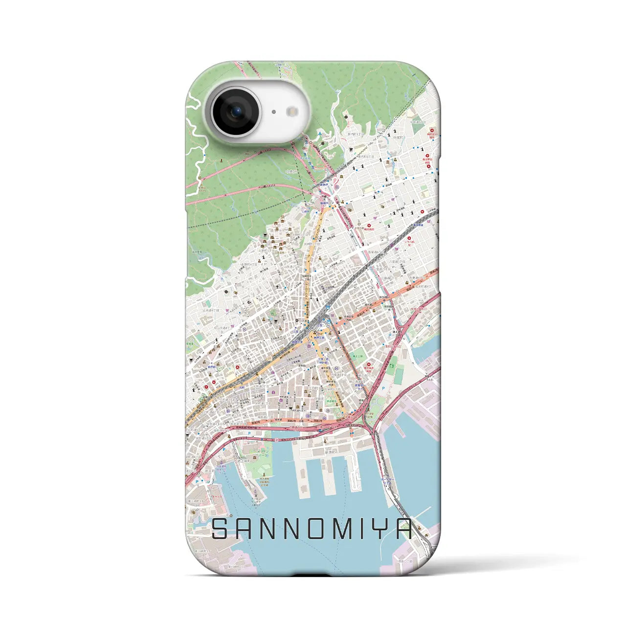 【三宮(兵庫県)】地図柄iPhoneケース(バックカバータイプ)