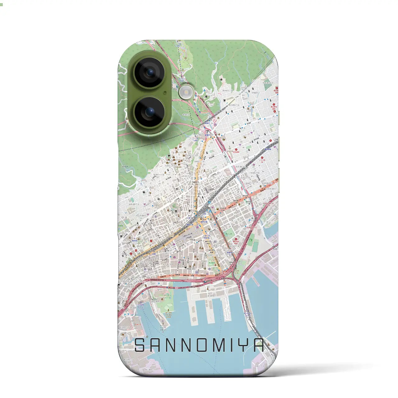 【三宮(兵庫県)】地図柄iPhoneケース(バックカバータイプ)