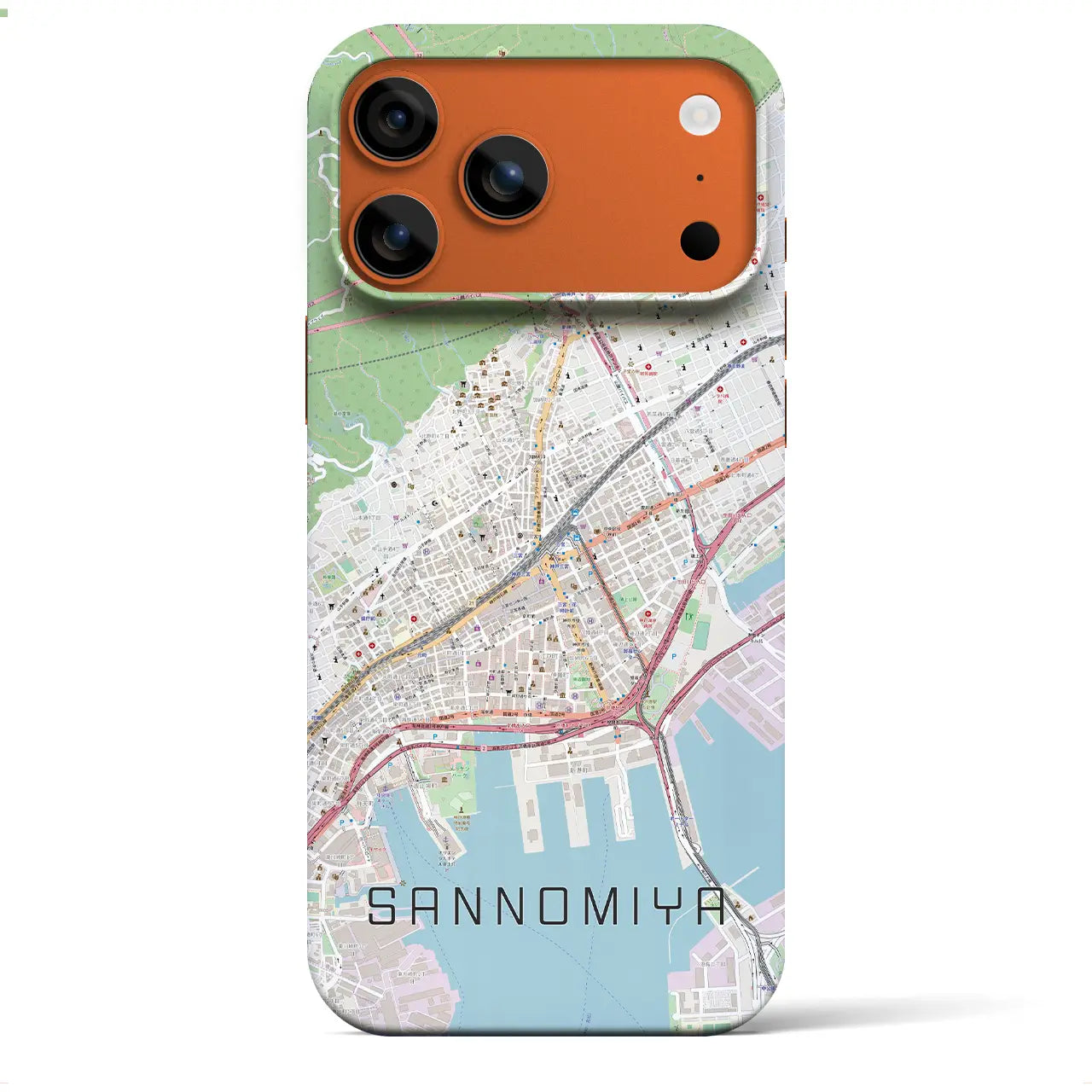 【三宮(兵庫県)】地図柄iPhoneケース(バックカバータイプ)