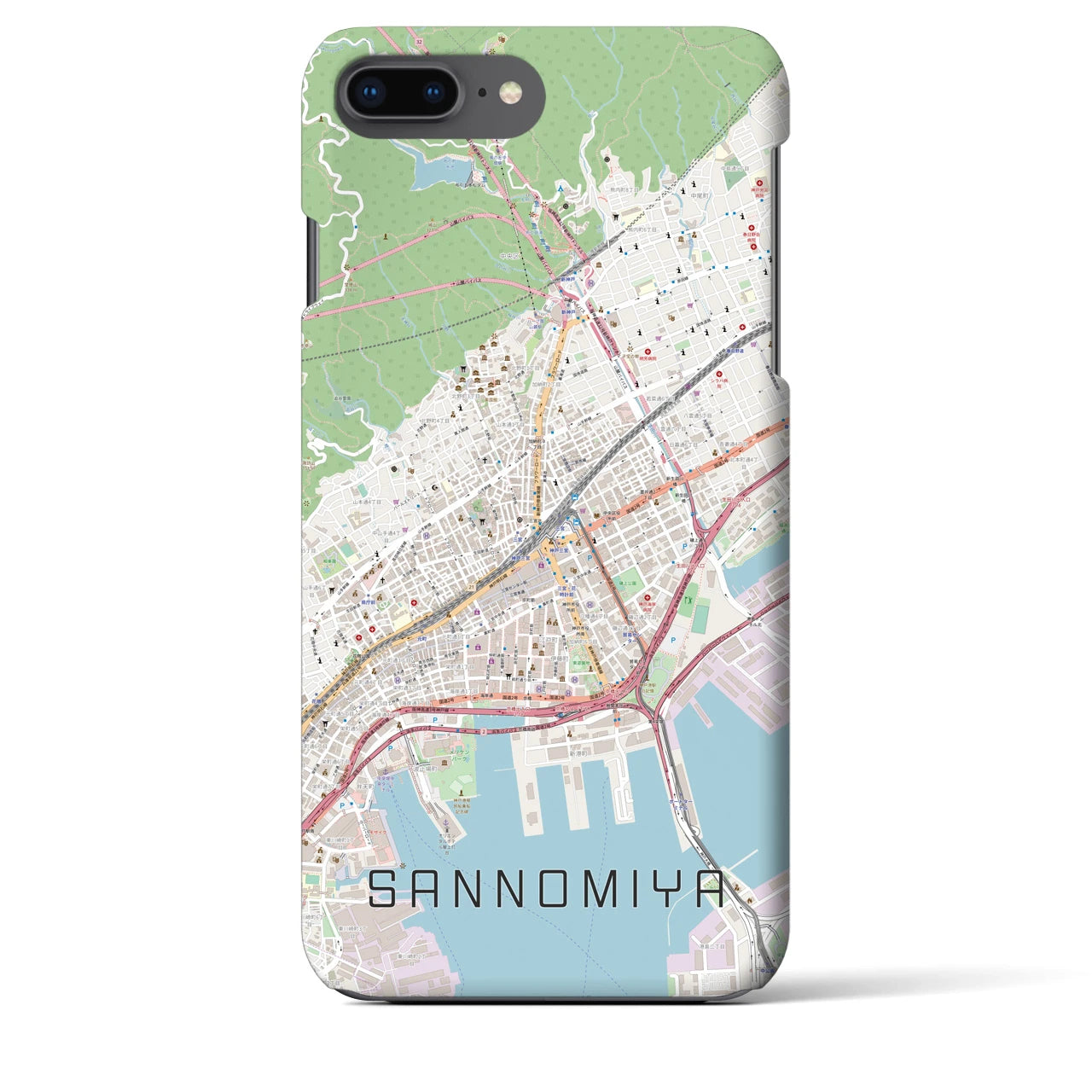 【三宮(兵庫県)】地図柄iPhoneケース(バックカバータイプ)