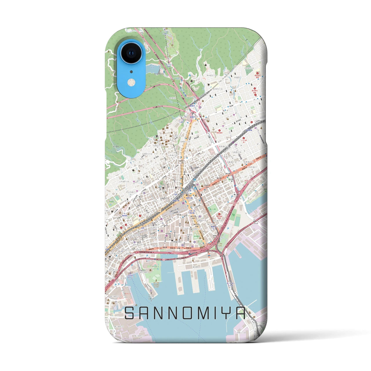 【三宮(兵庫県)】地図柄iPhoneケース(バックカバータイプ)