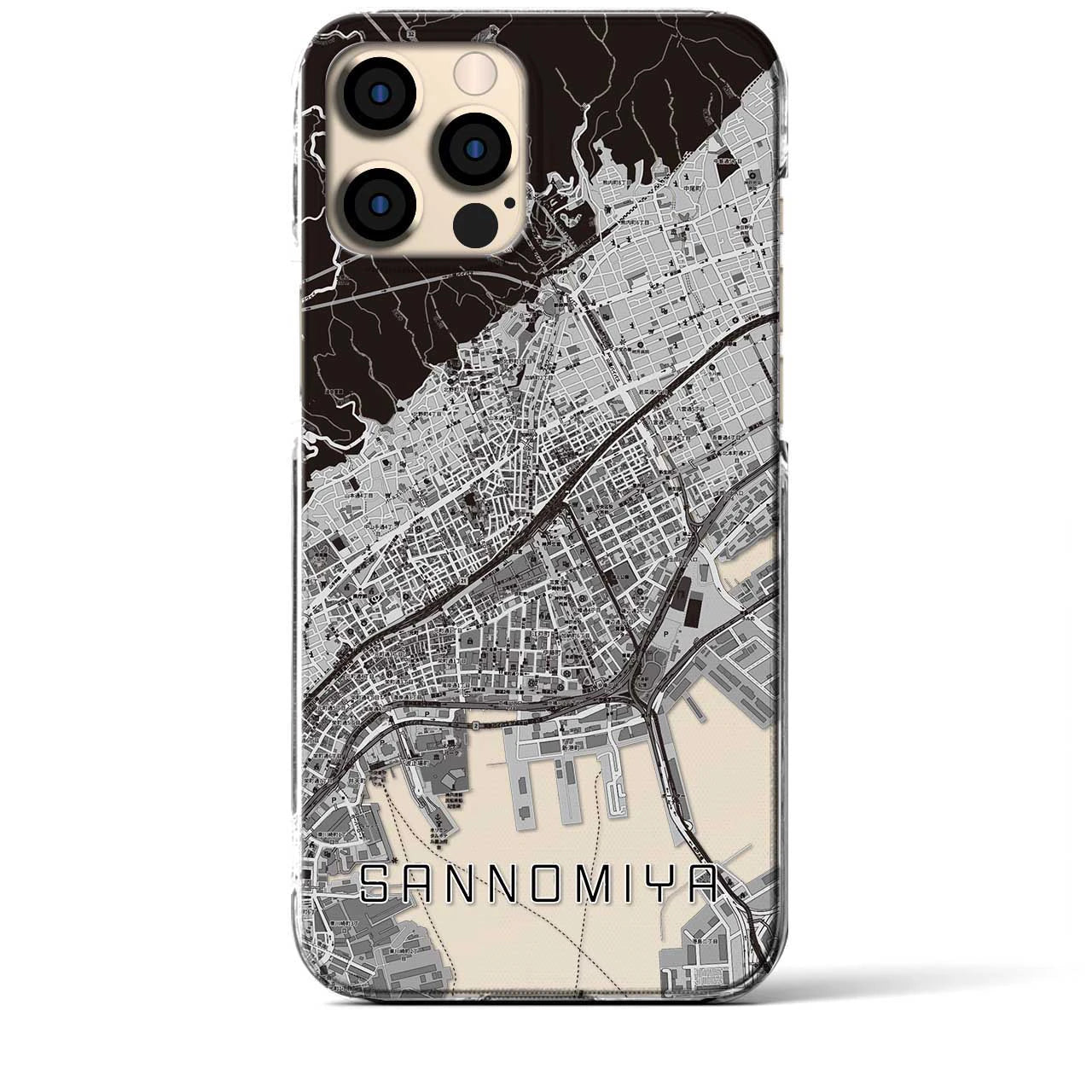 【三宮(兵庫県)】地図柄iPhoneケース(クリアタイプ)