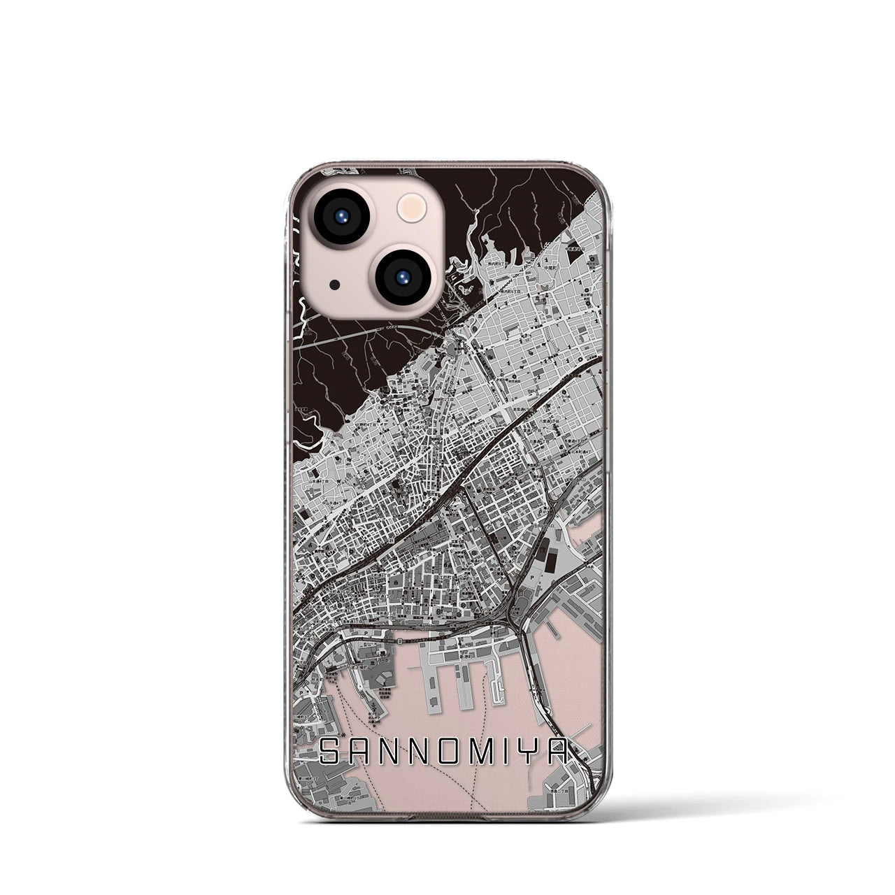 【三宮(兵庫県)】地図柄iPhoneケース(クリアタイプ)