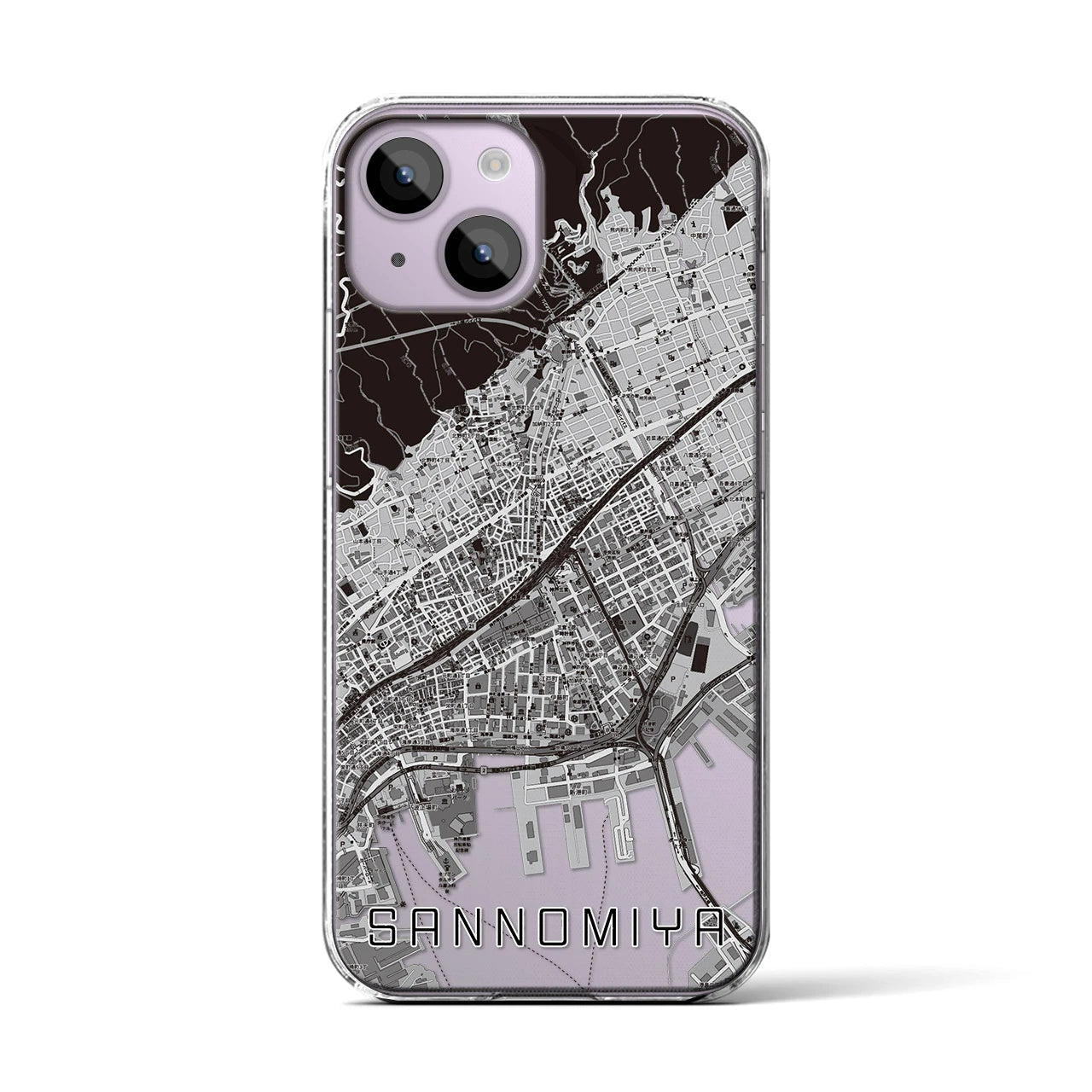 【三宮(兵庫県)】地図柄iPhoneケース(クリアタイプ)