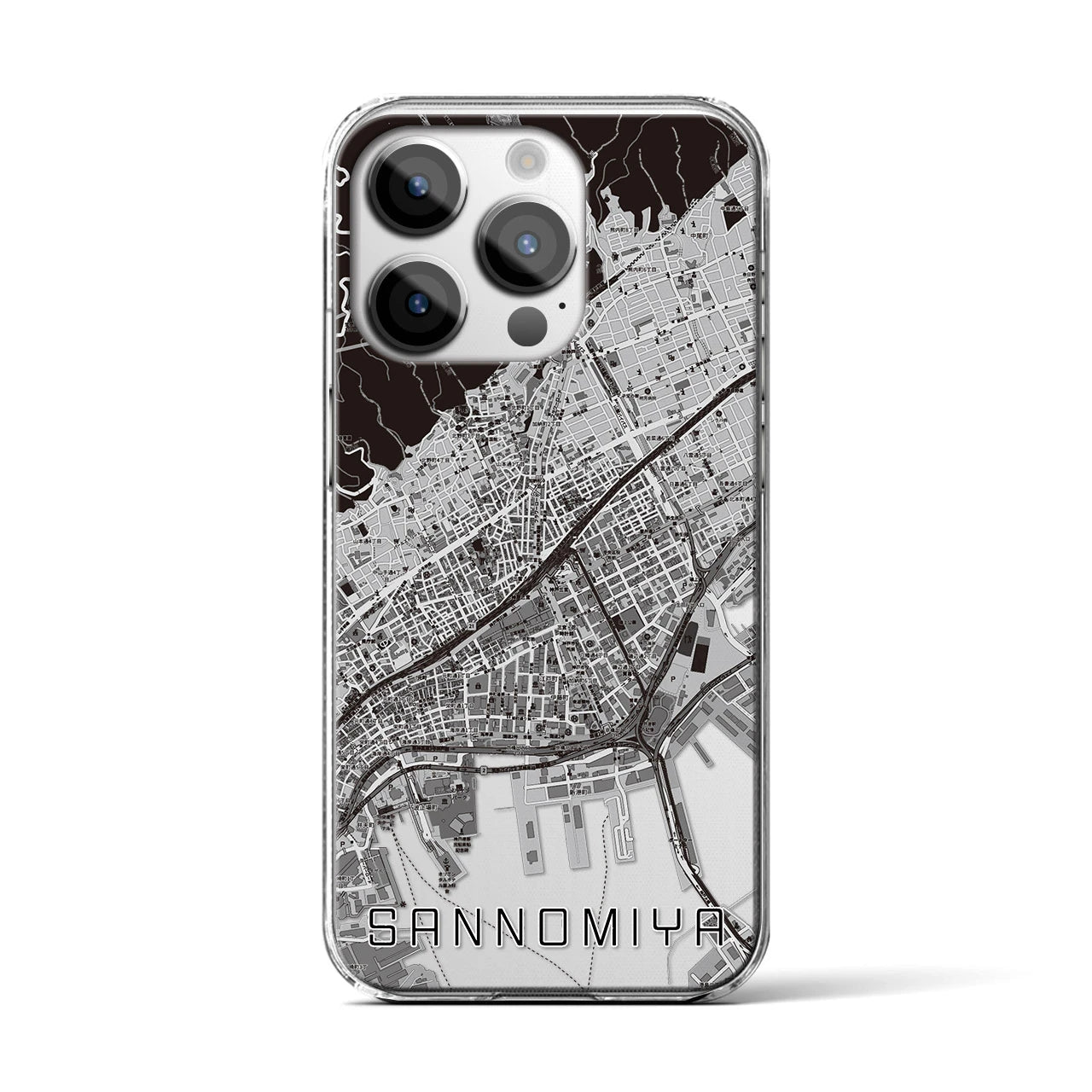 【三宮(兵庫県)】地図柄iPhoneケース(クリアタイプ)