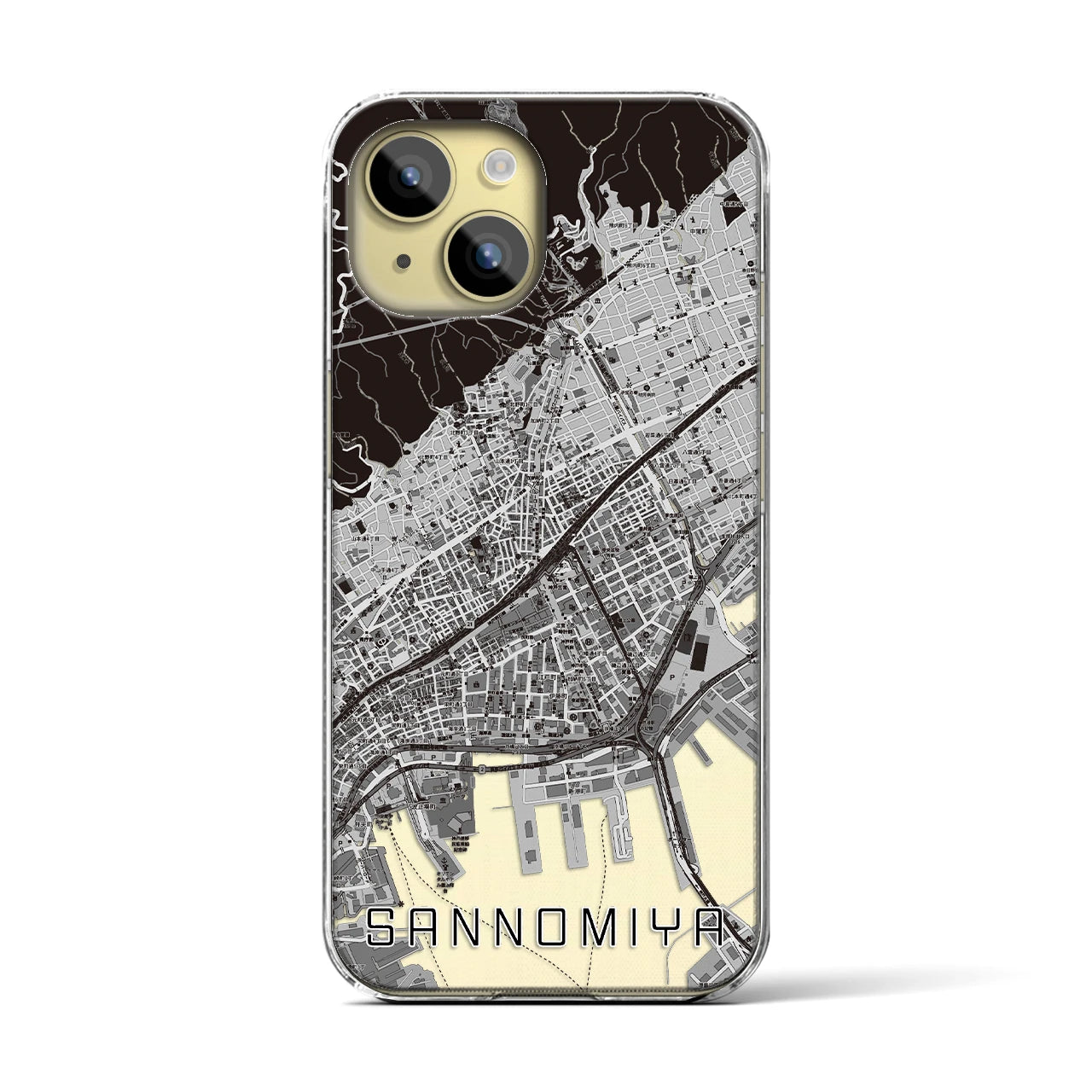 【三宮(兵庫県)】地図柄iPhoneケース(クリアタイプ)