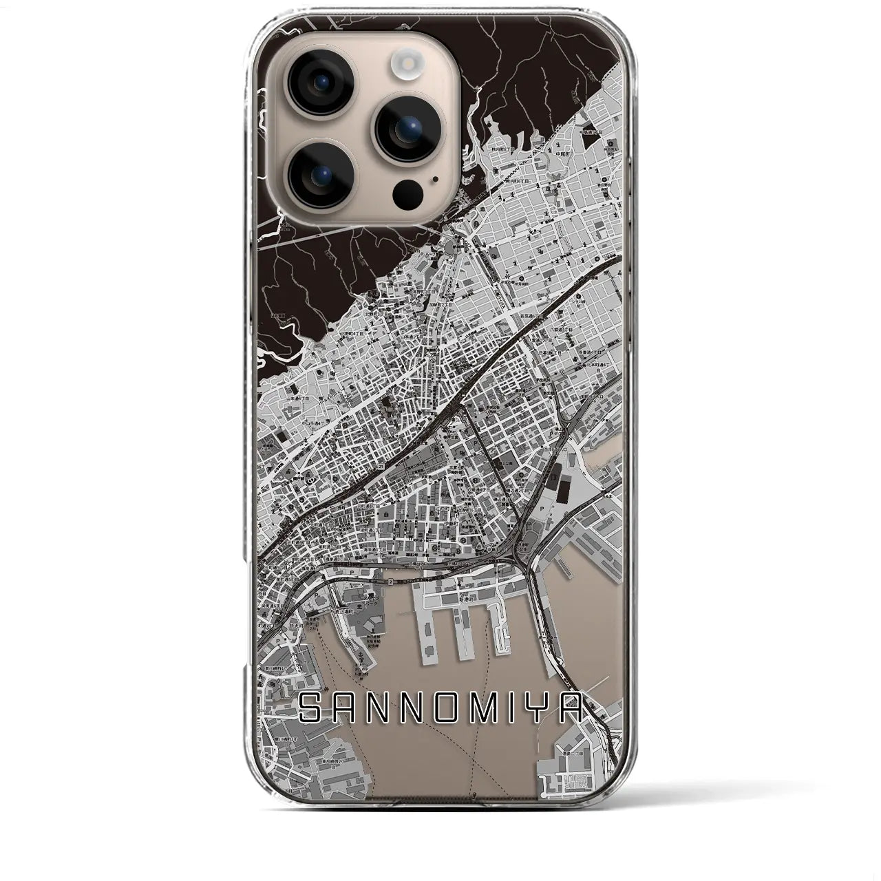 【三宮(兵庫県)】地図柄iPhoneケース(クリアタイプ)