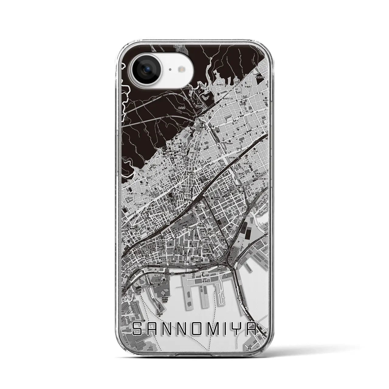 【三宮(兵庫県)】地図柄iPhoneケース(クリアタイプ)