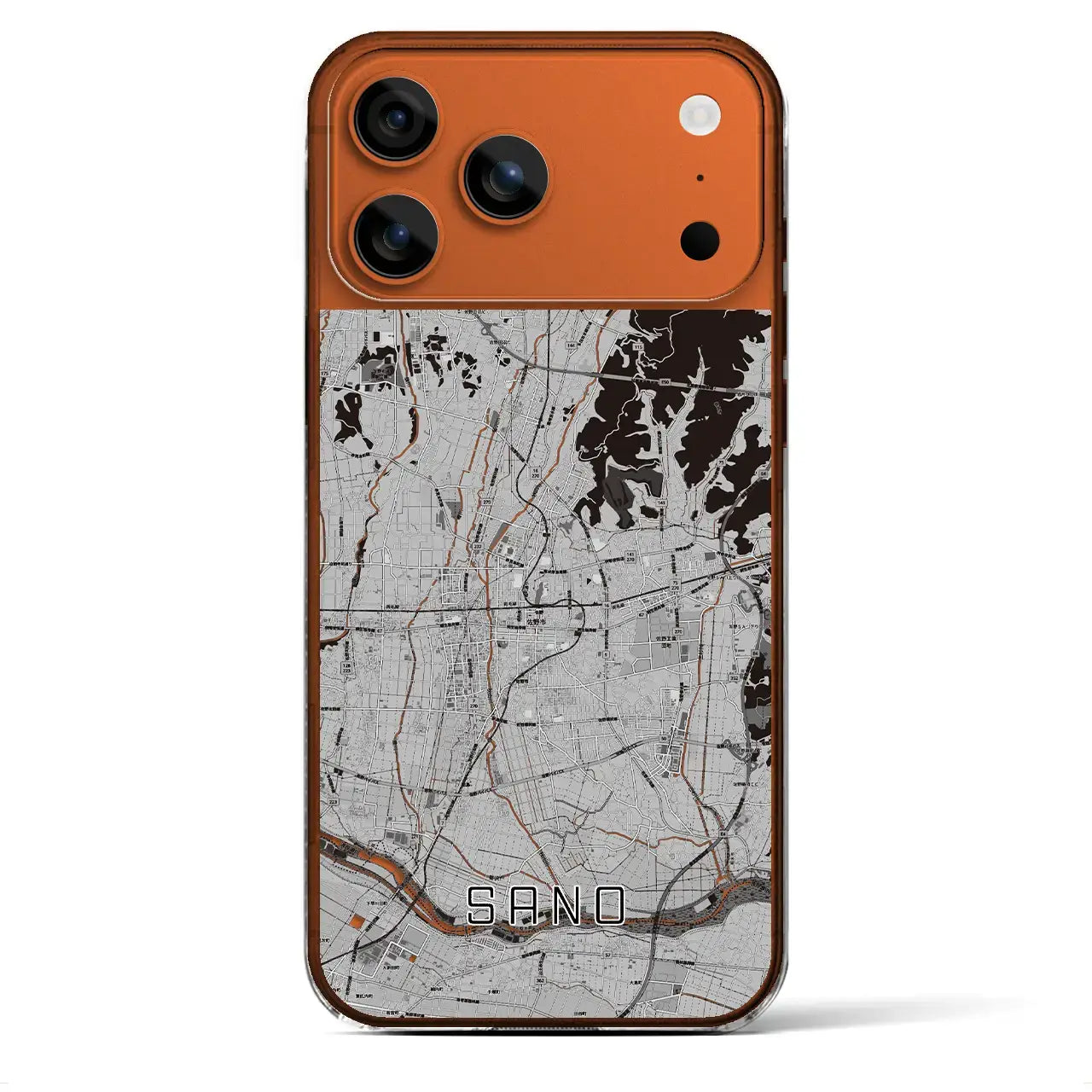 【佐野(栃木県)】地図柄iPhoneケース(クリアタイプ)モノトーン・iPhone 17 Pro Max 用