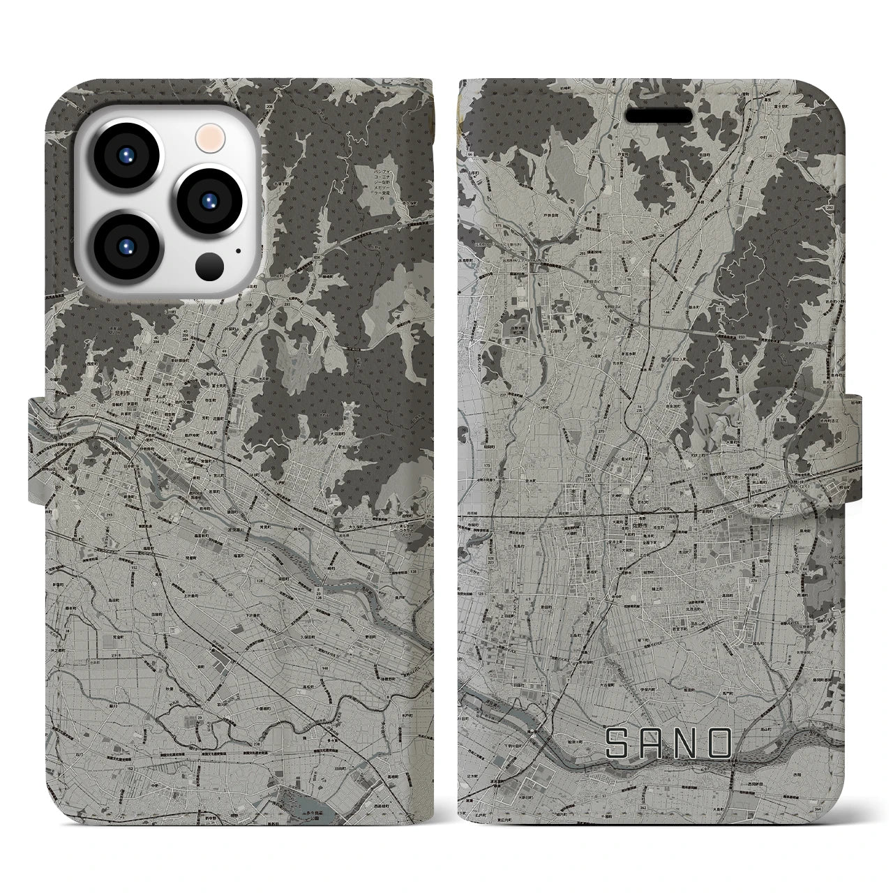 【佐野(栃木県)】地図柄iPhoneケース(手帳タイプ)