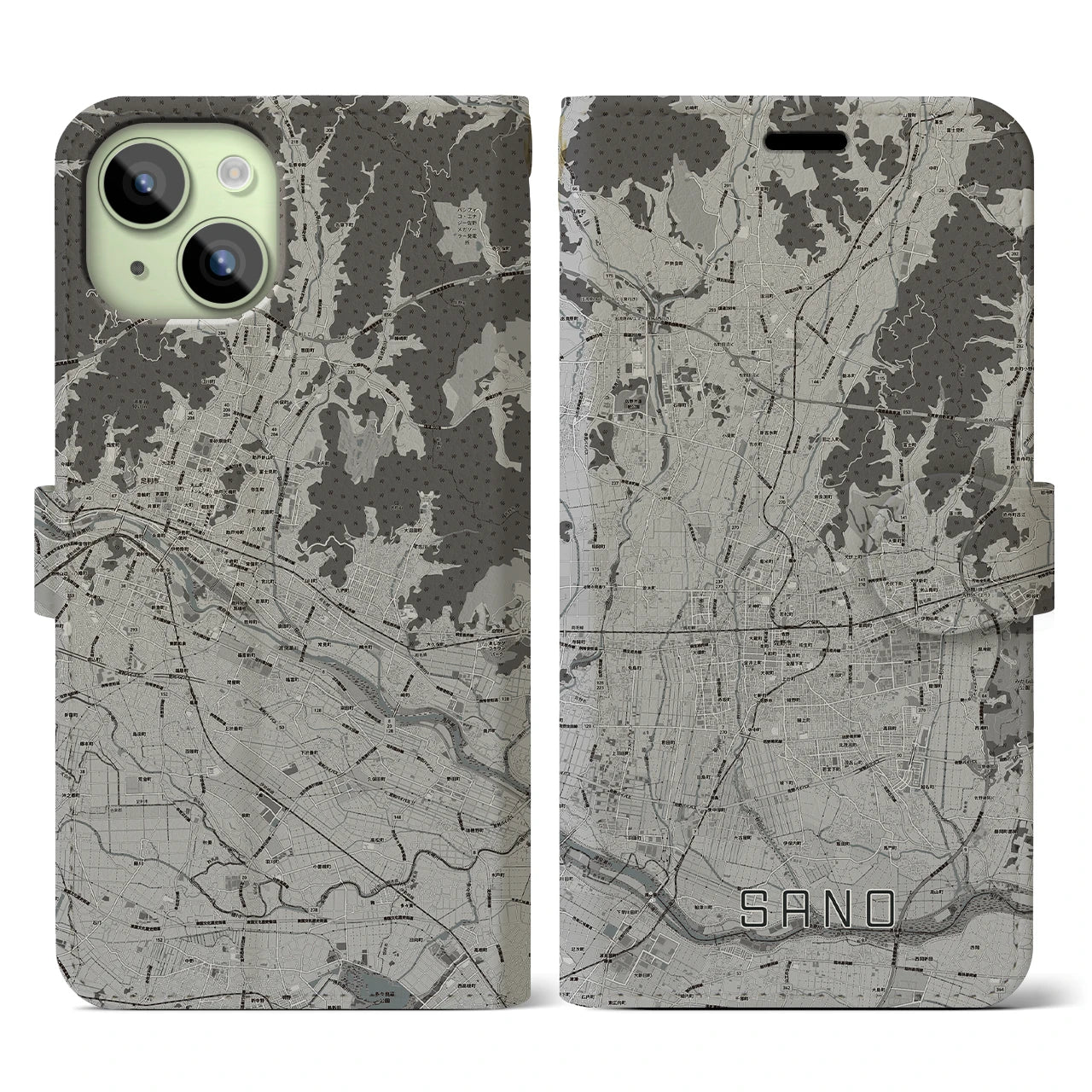 【佐野(栃木県)】地図柄iPhoneケース(手帳タイプ)