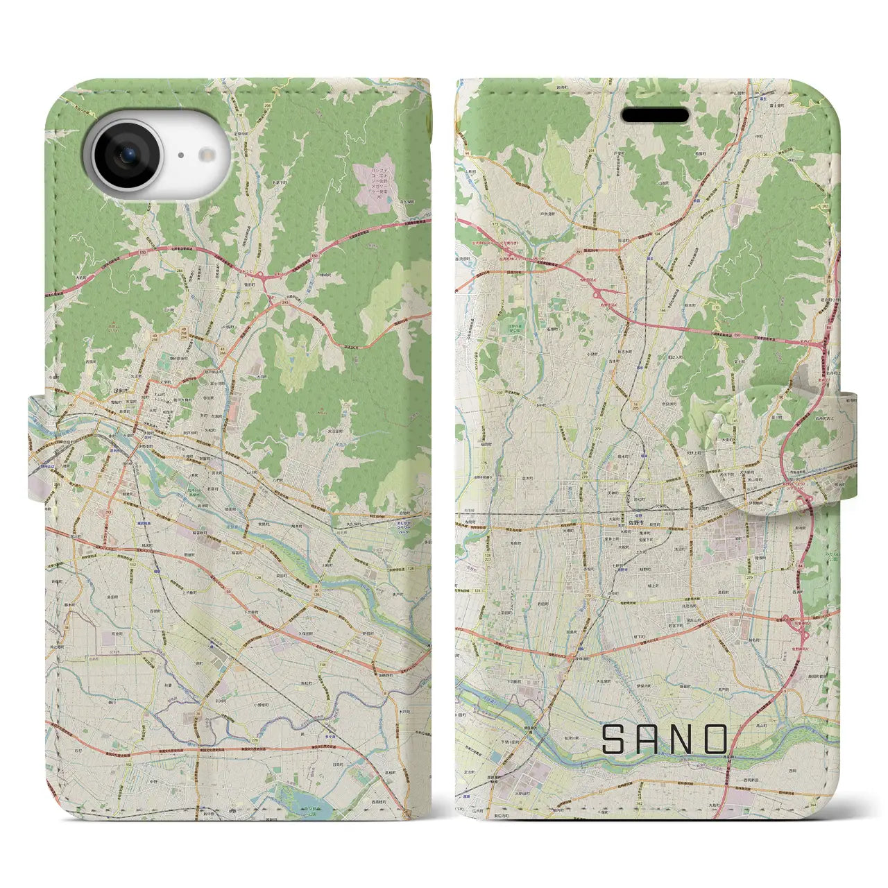 【佐野(栃木県)】地図柄iPhoneケース(手帳タイプ)