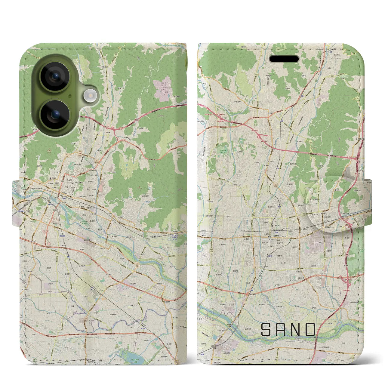 【佐野(栃木県)】地図柄iPhoneケース(手帳タイプ)