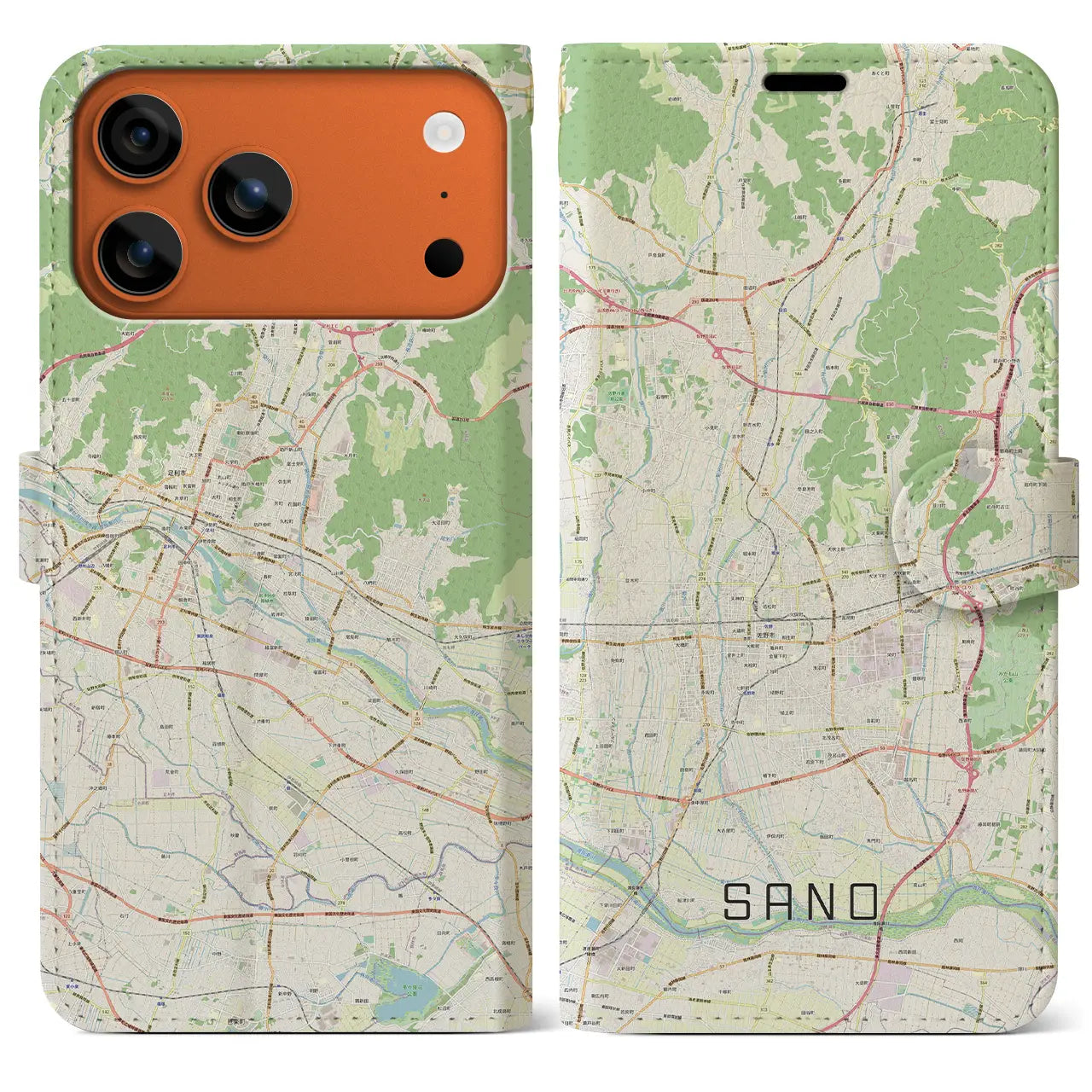 【佐野(栃木県)】地図柄iPhoneケース(手帳タイプ)