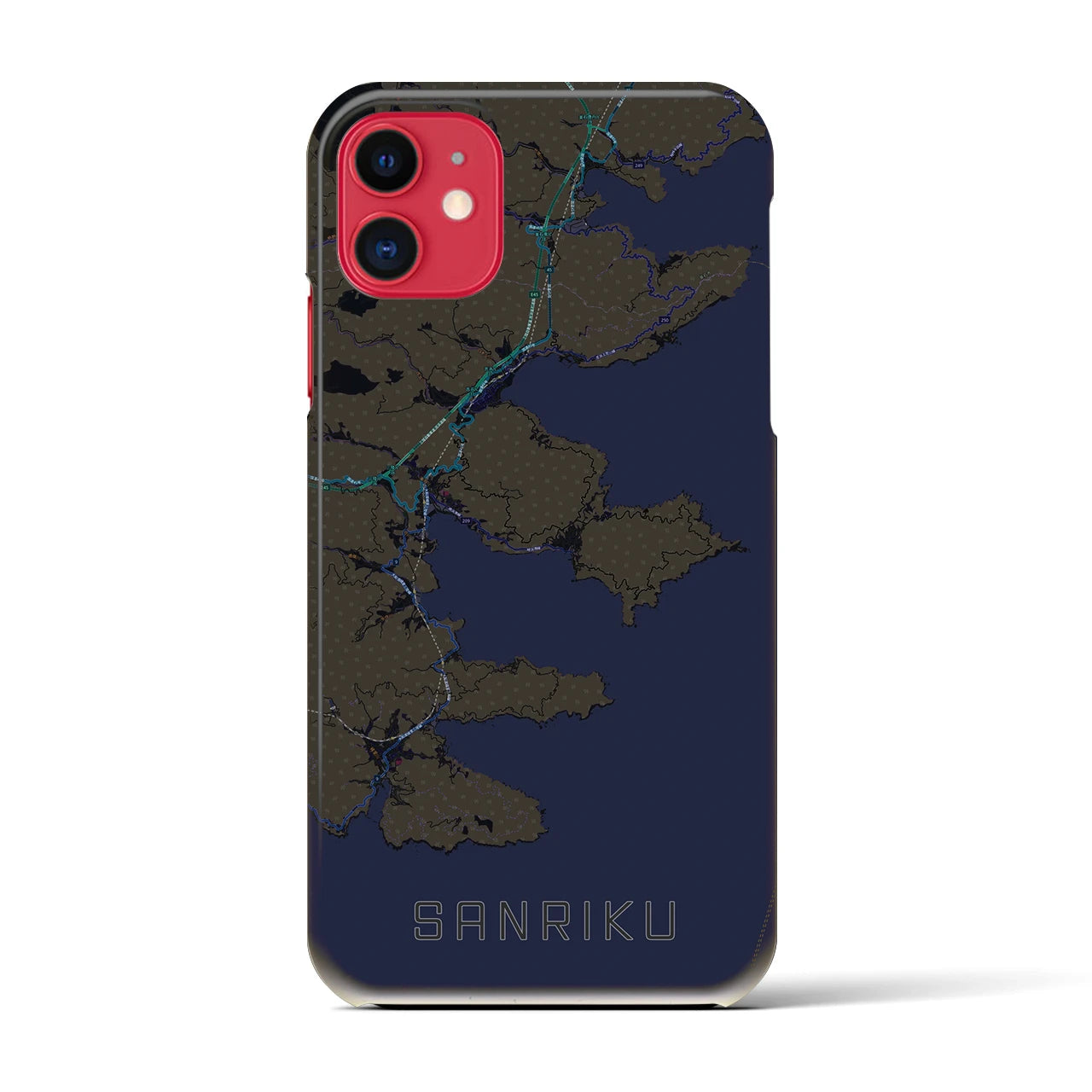 【三陸(岩手県)】地図柄iPhoneケース(バックカバータイプ)