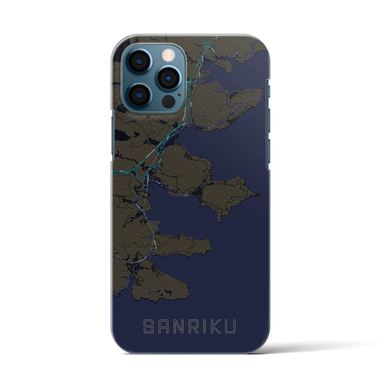 【三陸(岩手県)】地図柄iPhoneケース(バックカバータイプ)