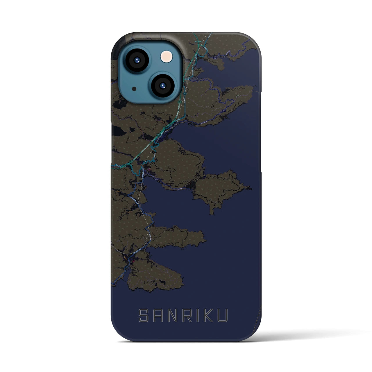 【三陸(岩手県)】地図柄iPhoneケース(バックカバータイプ)