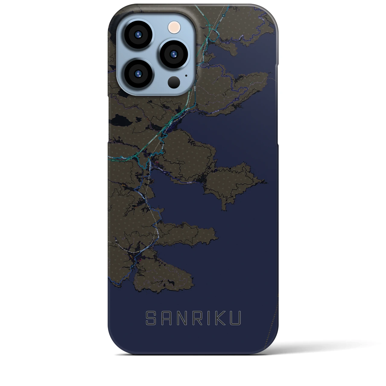 【三陸(岩手県)】地図柄iPhoneケース(バックカバータイプ)