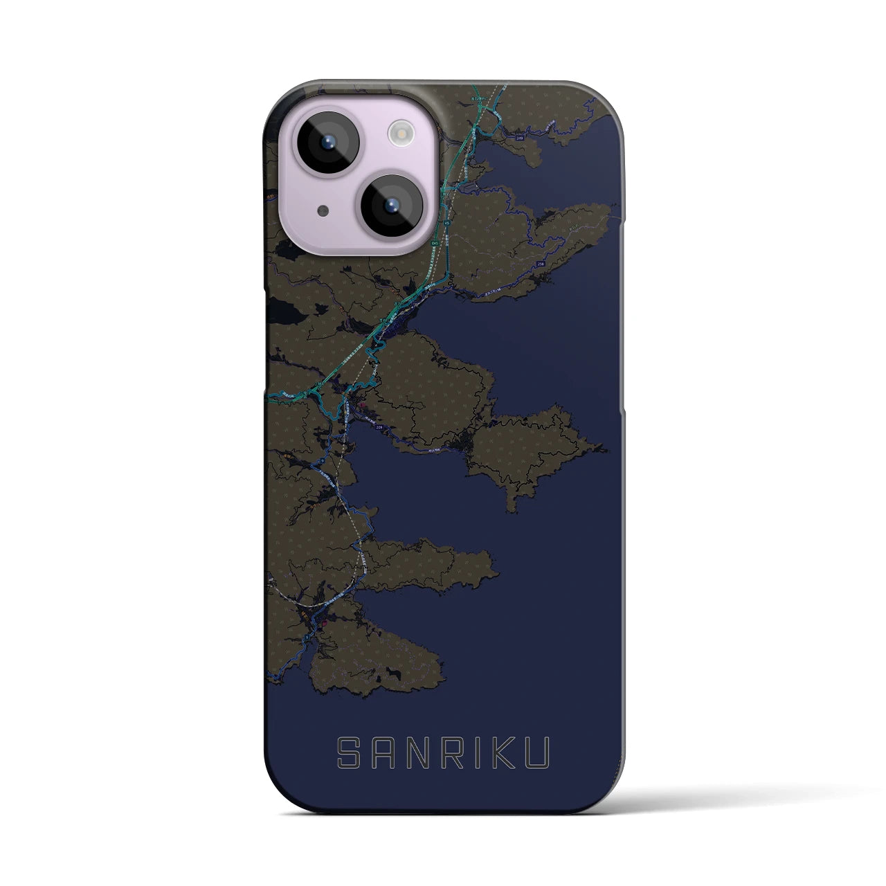 【三陸(岩手県)】地図柄iPhoneケース(バックカバータイプ)