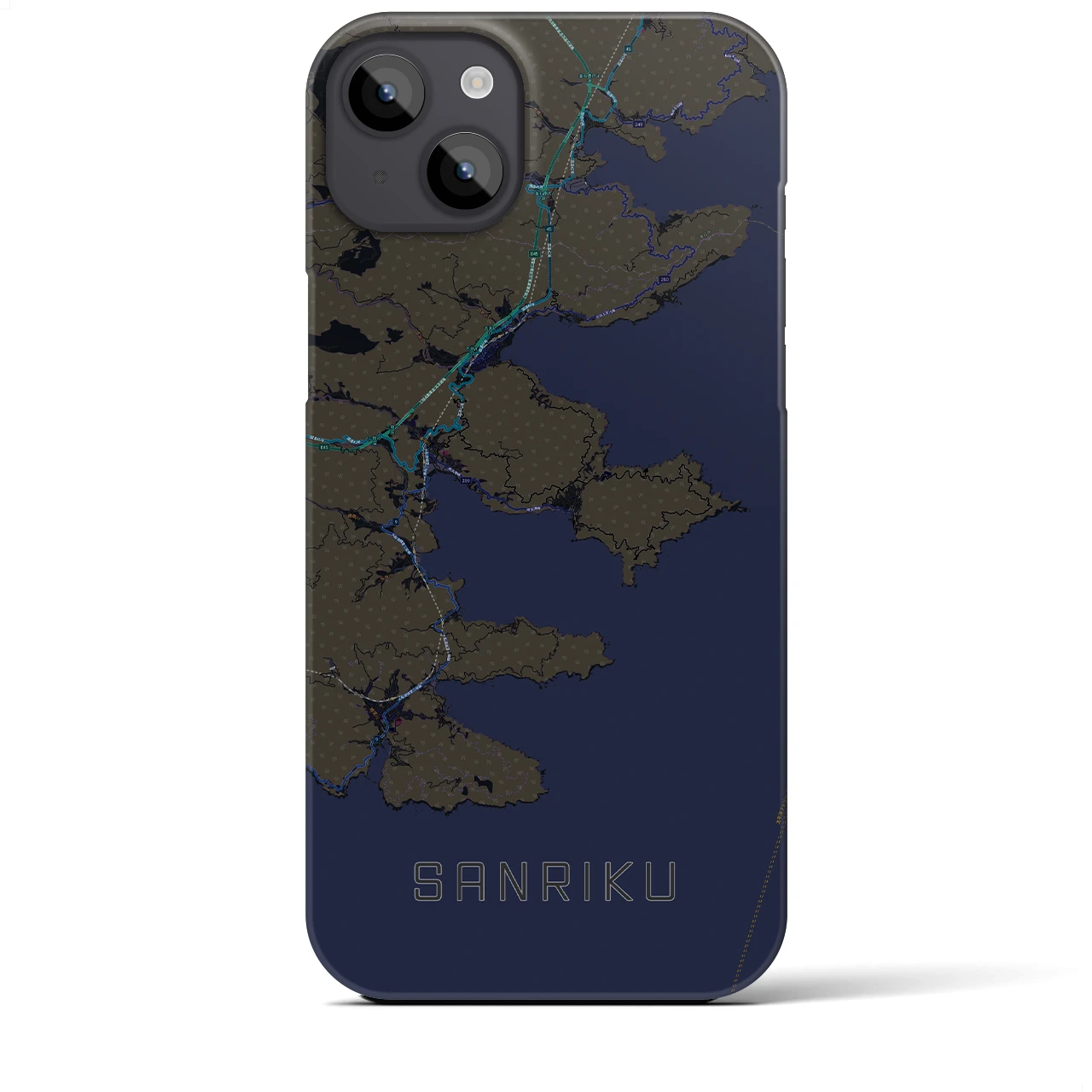 【三陸(岩手県)】地図柄iPhoneケース(バックカバータイプ)