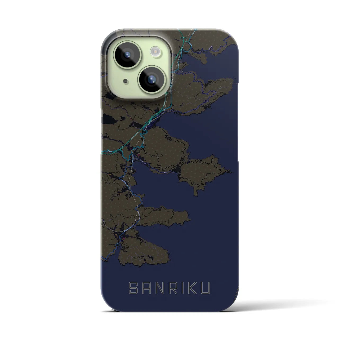 【三陸(岩手県)】地図柄iPhoneケース(バックカバータイプ)