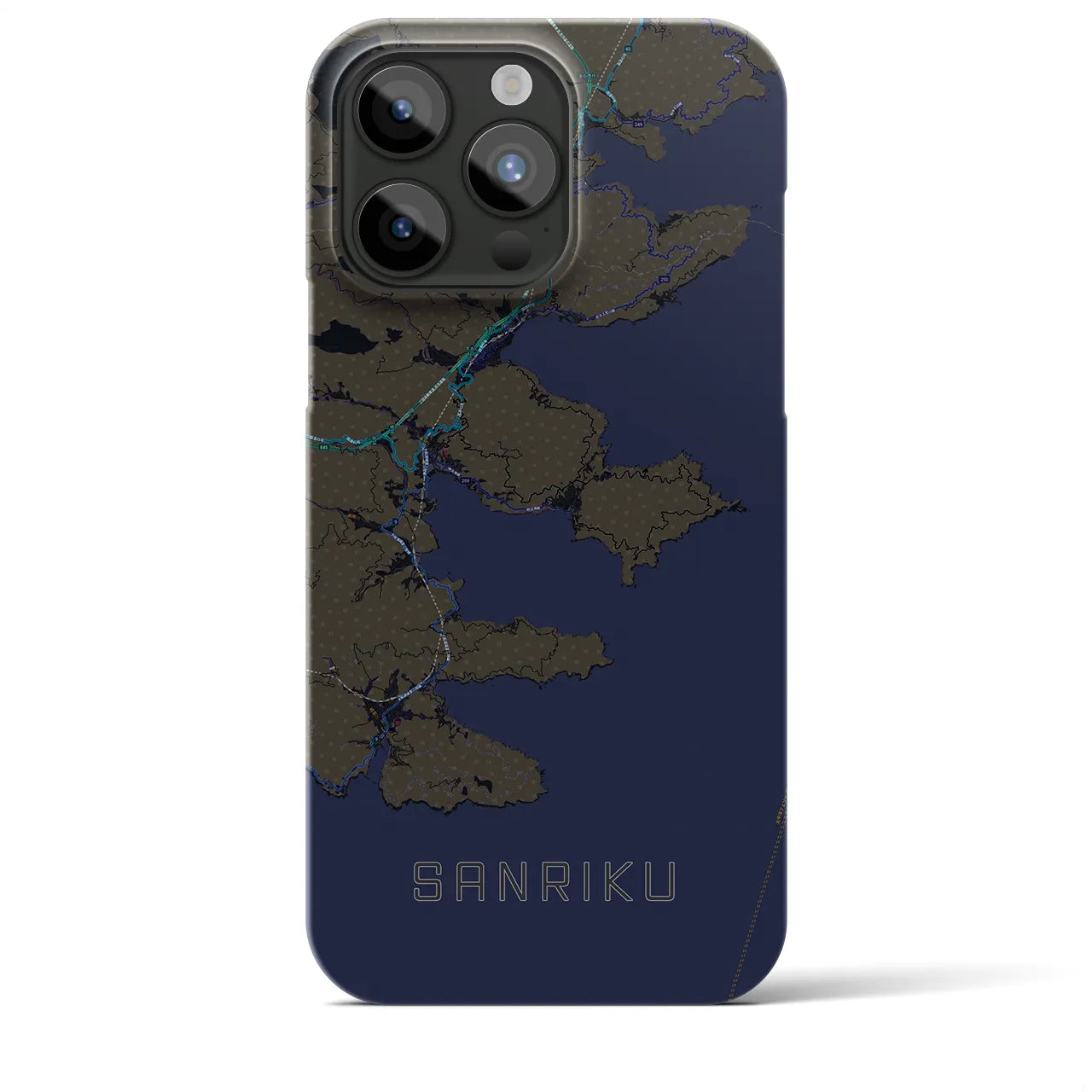 【三陸(岩手県)】地図柄iPhoneケース(バックカバータイプ)