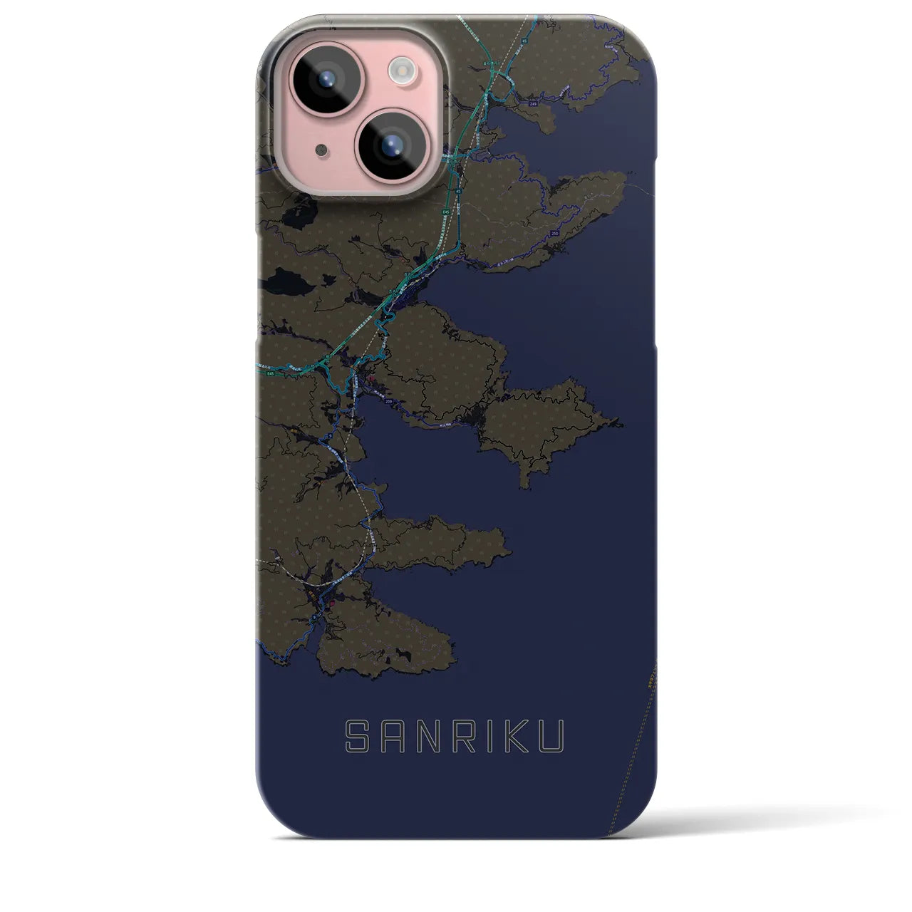 【三陸(岩手県)】地図柄iPhoneケース(バックカバータイプ)