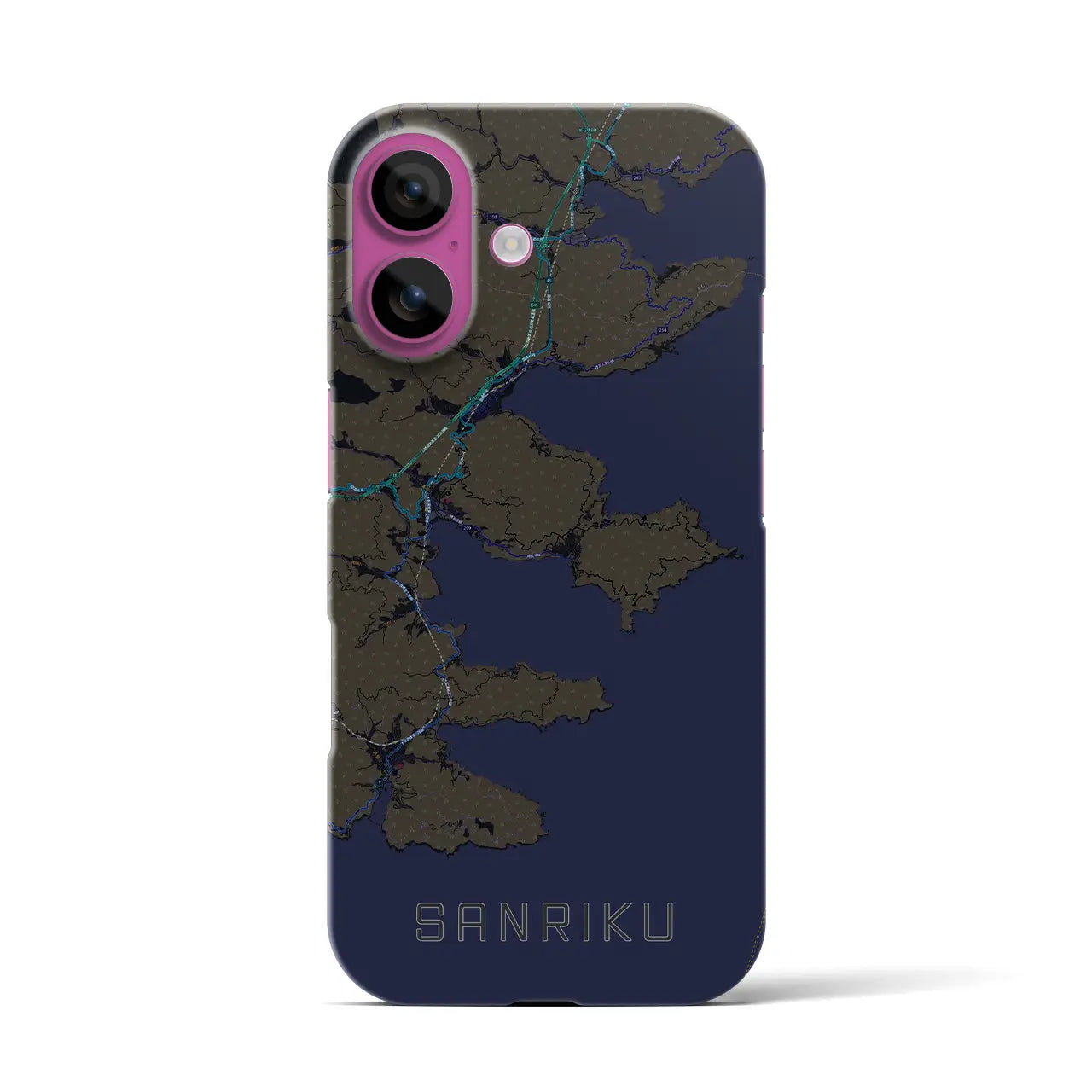 【三陸(岩手県)】地図柄iPhoneケース(バックカバータイプ)