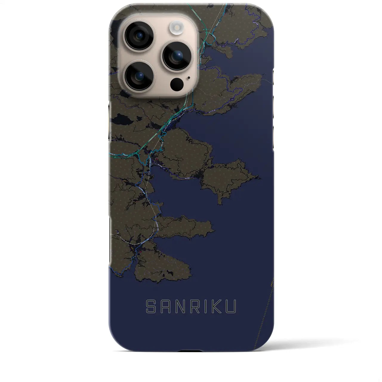 【三陸(岩手県)】地図柄iPhoneケース(バックカバータイプ)