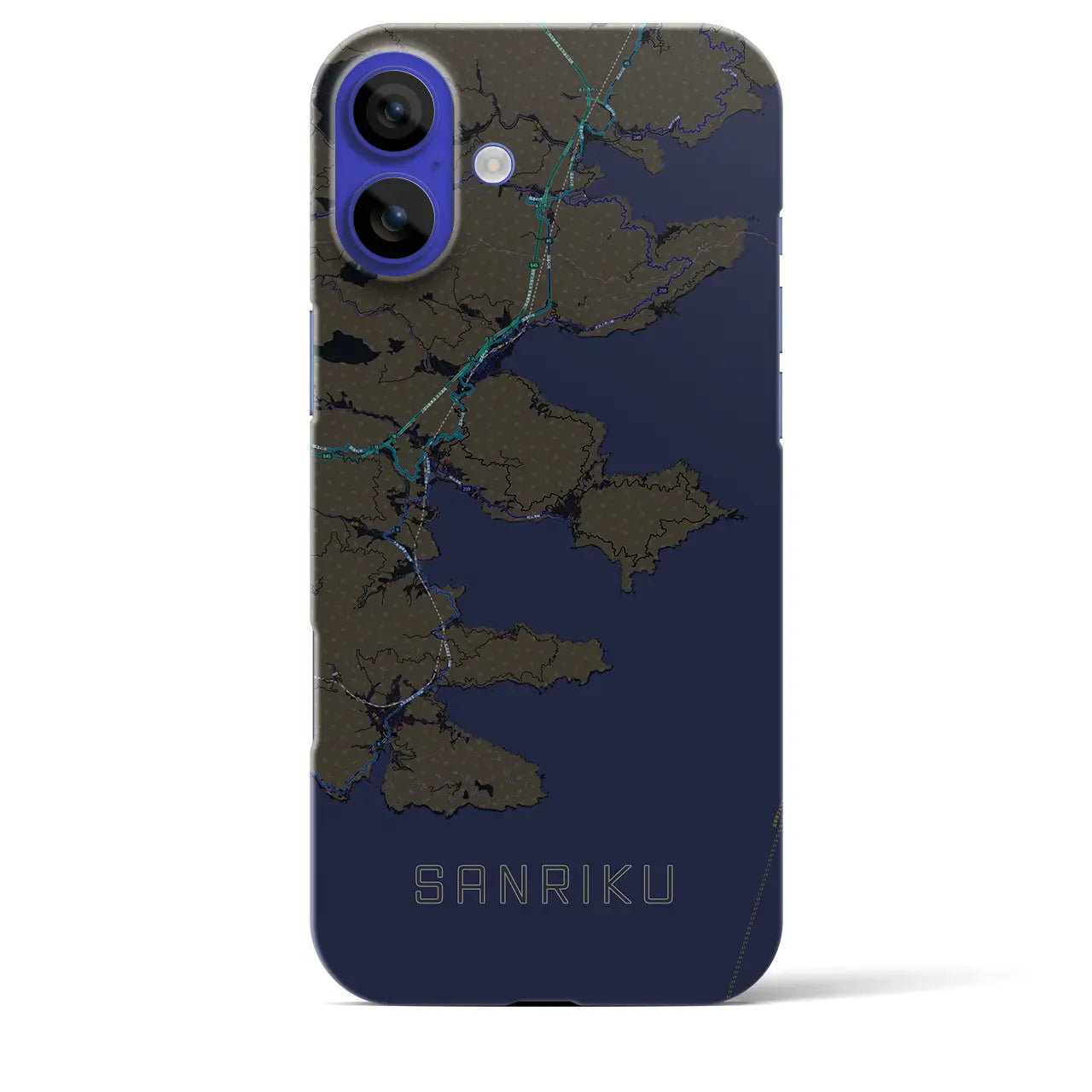 【三陸(岩手県)】地図柄iPhoneケース(バックカバータイプ)