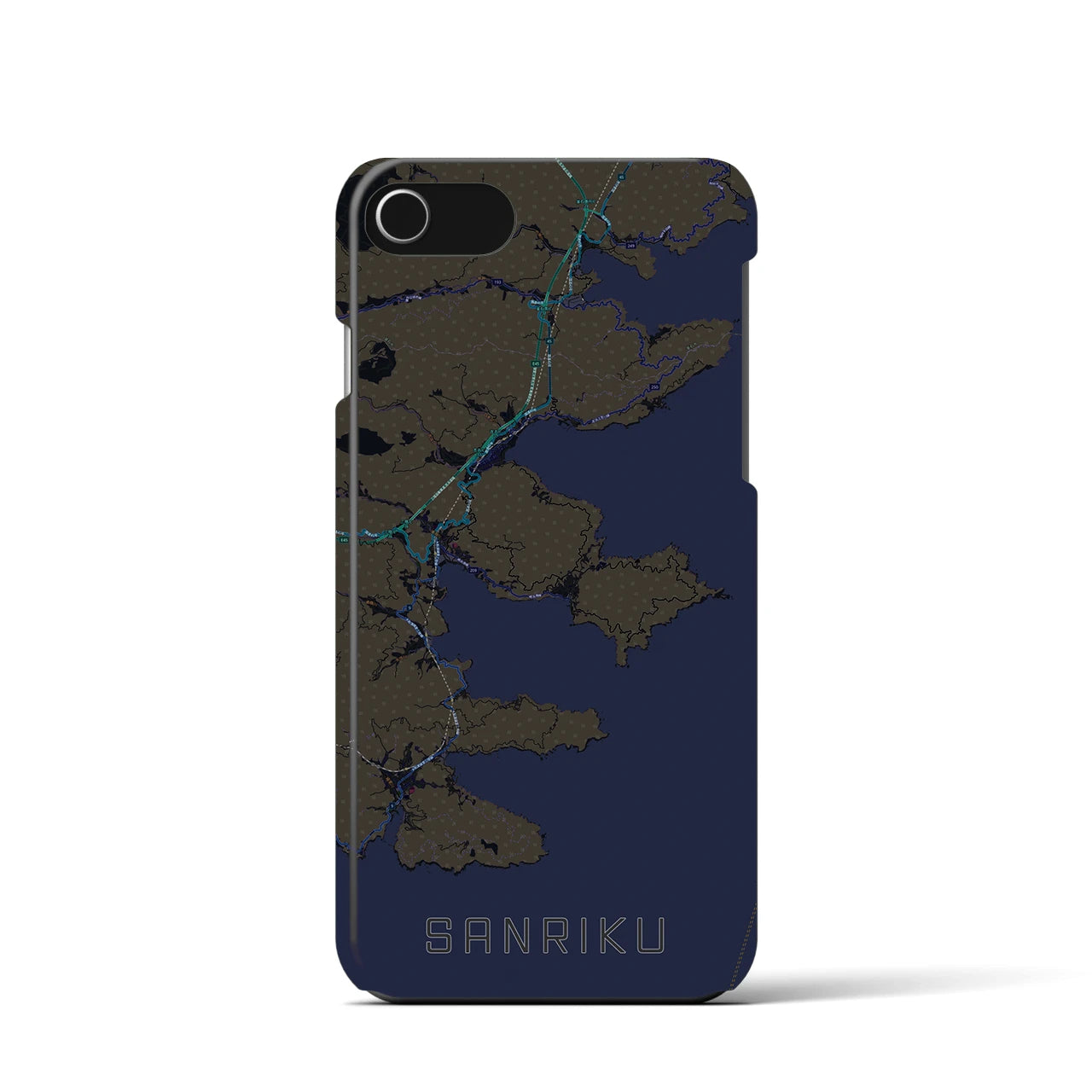 【三陸(岩手県)】地図柄iPhoneケース(バックカバータイプ)