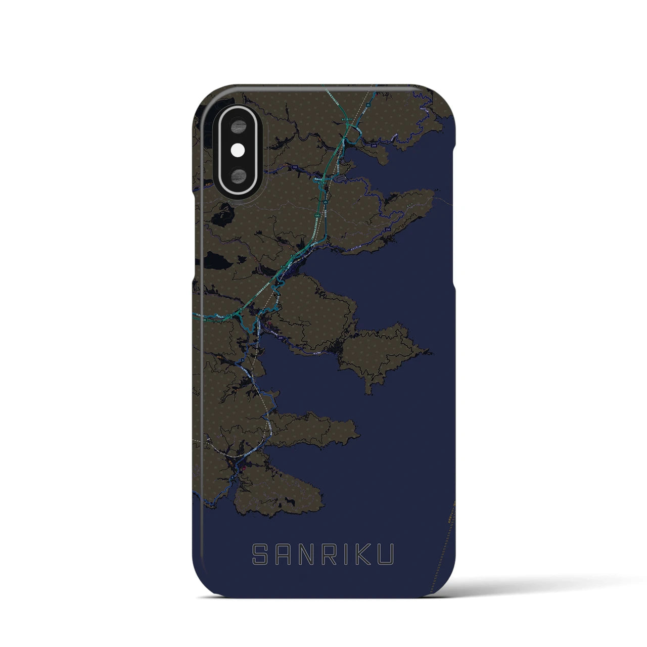 【三陸(岩手県)】地図柄iPhoneケース(バックカバータイプ)