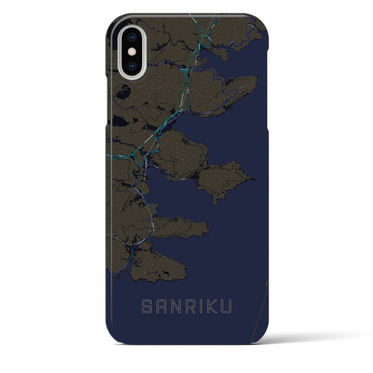 【三陸(岩手県)】地図柄iPhoneケース(バックカバータイプ)