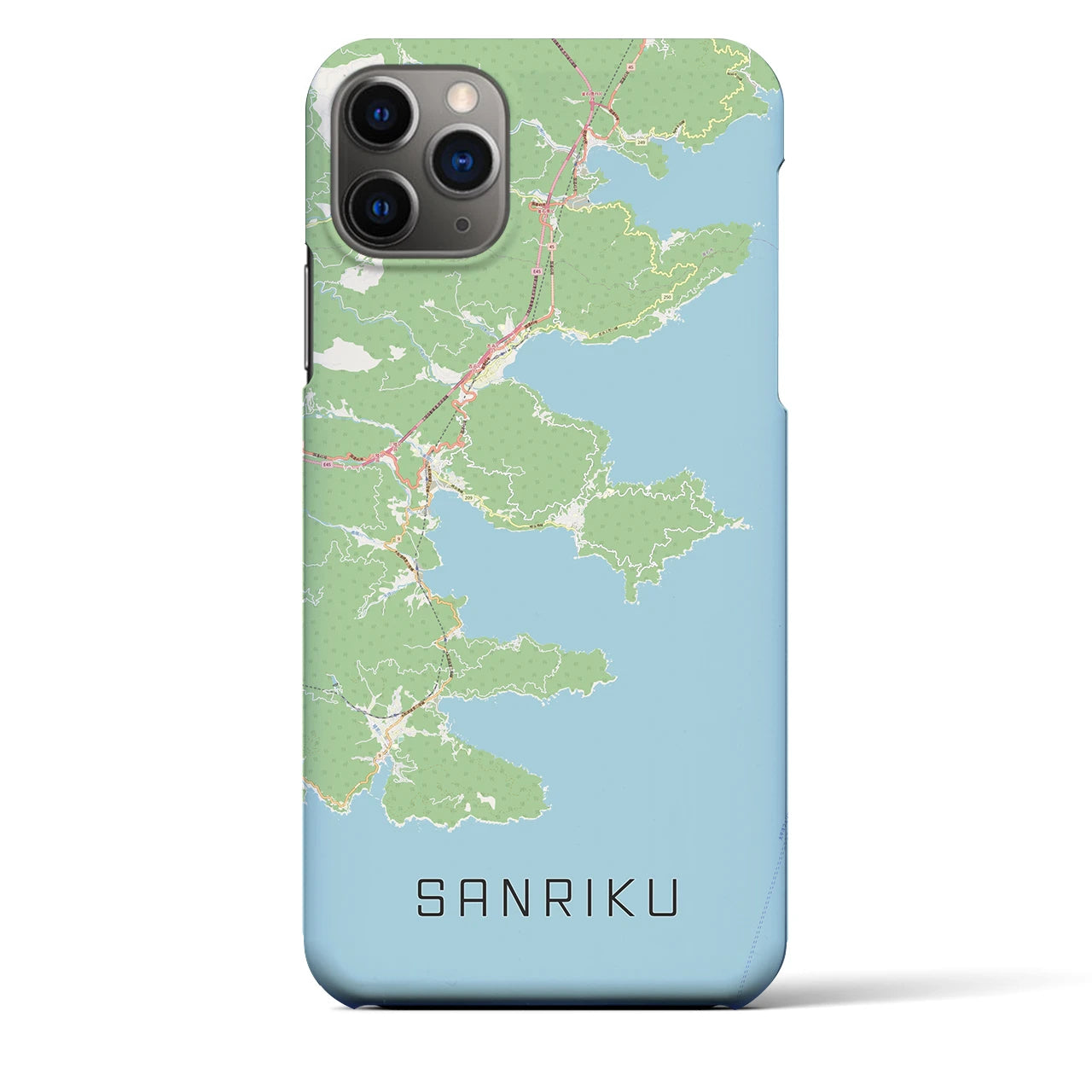 【三陸(岩手県)】地図柄iPhoneケース(バックカバータイプ)