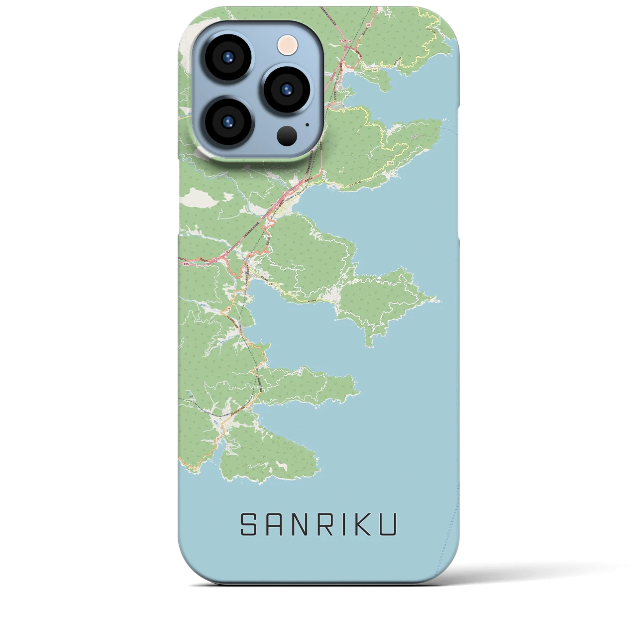 【三陸(岩手県)】地図柄iPhoneケース(バックカバータイプ)