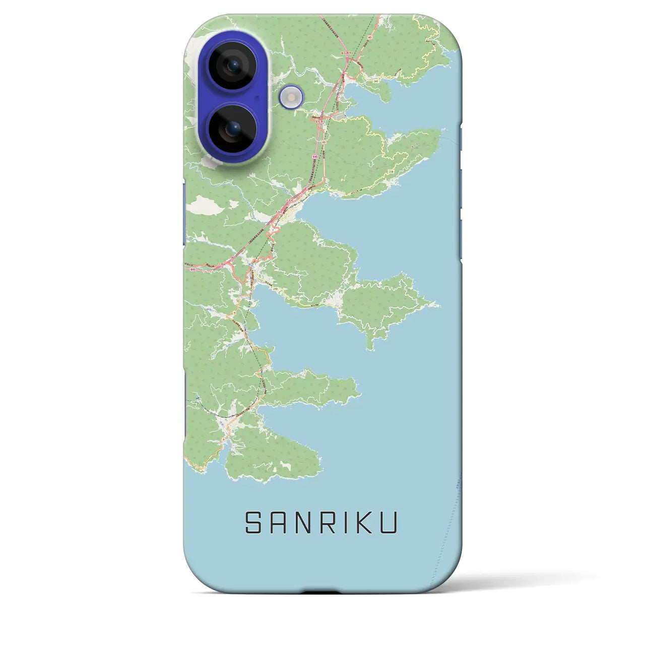 【三陸(岩手県)】地図柄iPhoneケース(バックカバータイプ)ナチュラル・iPhone 16 Pro Max 用