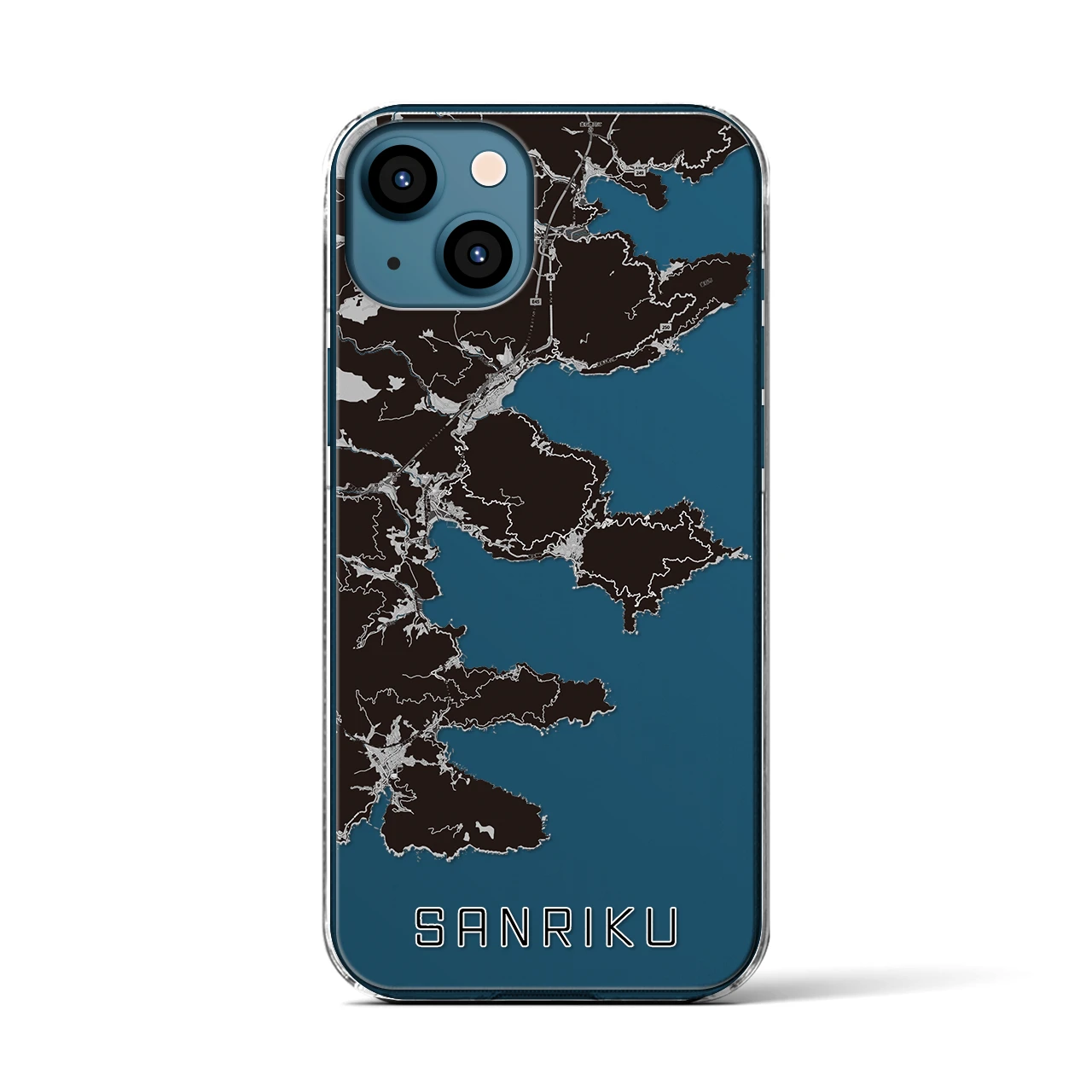 【三陸(岩手県)】地図柄iPhoneケース(クリアタイプ)