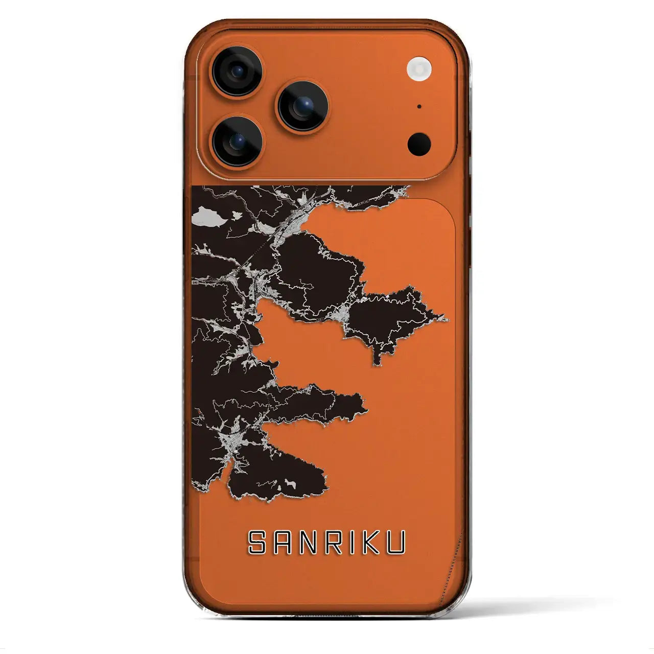 【三陸(岩手県)】地図柄iPhoneケース(クリアタイプ)モノトーン・iPhone 17 Pro Max 用