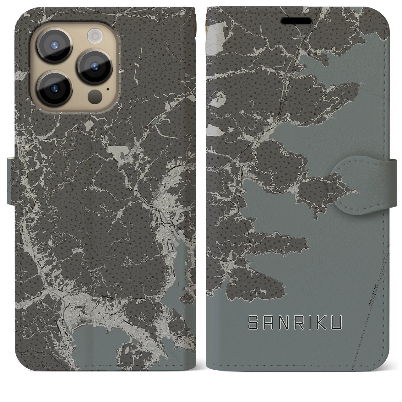 【三陸(岩手県)】地図柄iPhoneケース(手帳タイプ)