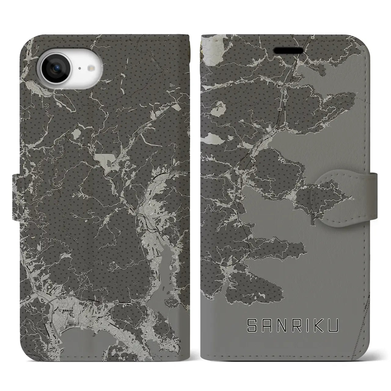 【三陸(岩手県)】地図柄iPhoneケース(手帳タイプ)