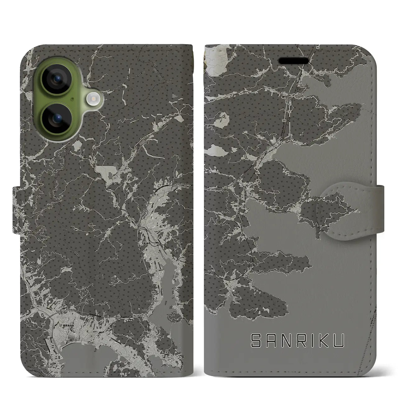 【三陸(岩手県)】地図柄iPhoneケース(手帳タイプ)