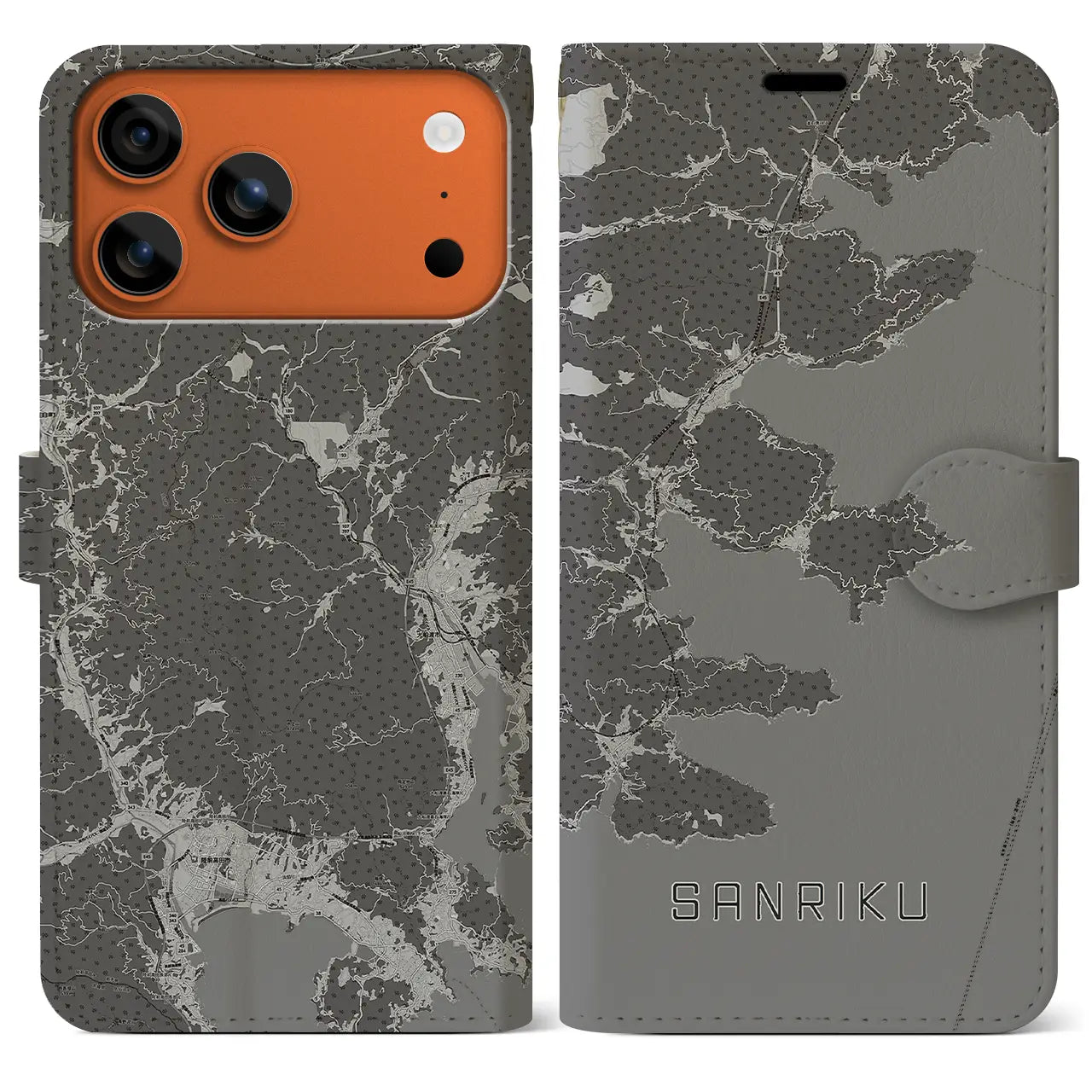 【三陸(岩手県)】地図柄iPhoneケース(手帳タイプ)