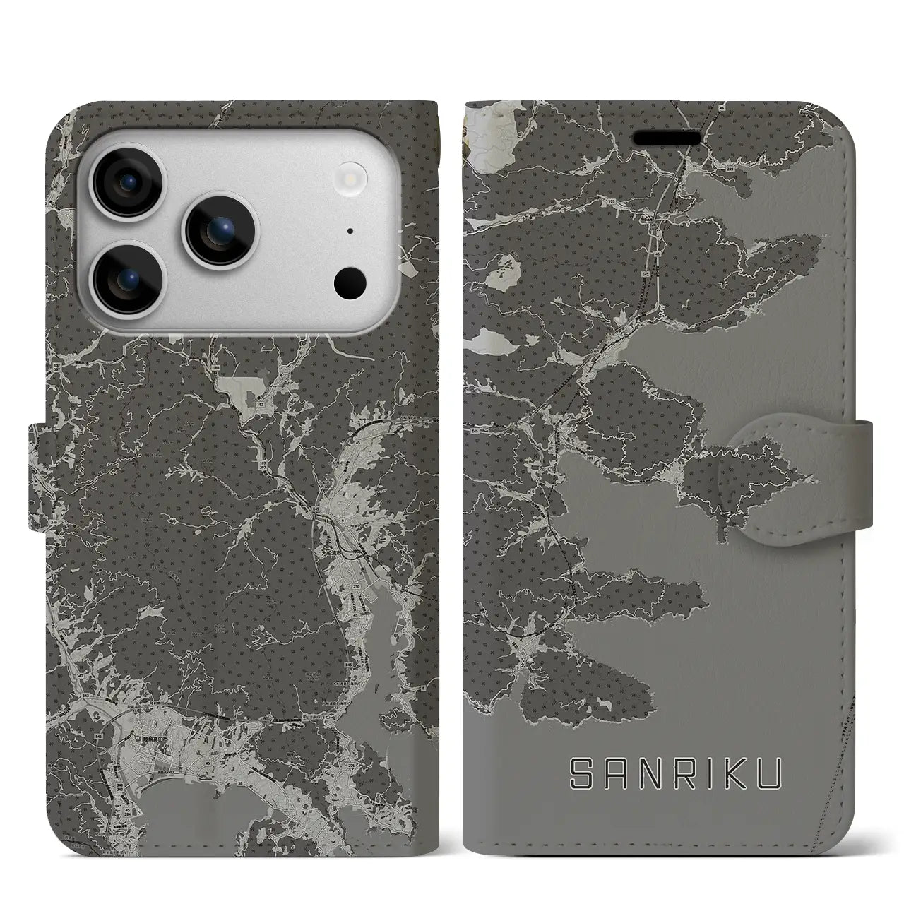 【三陸(岩手県)】地図柄iPhoneケース(手帳タイプ)