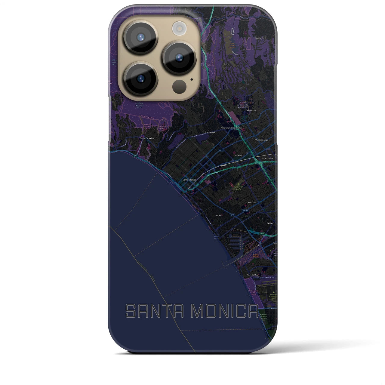 【サンタモニカ(アメリカ)】地図柄iPhoneケース(バックカバータイプ)