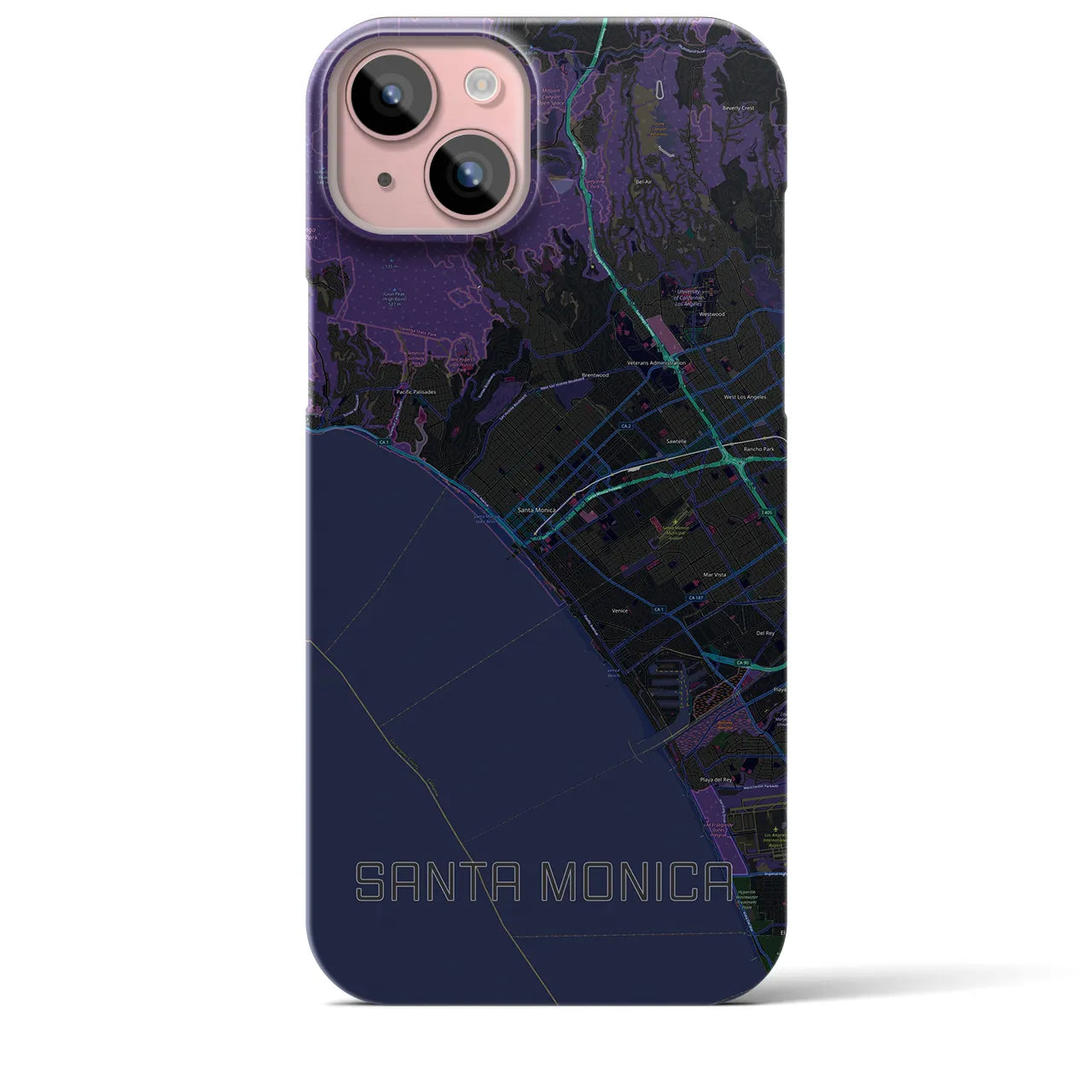 【サンタモニカ(アメリカ)】地図柄iPhoneケース(バックカバータイプ)