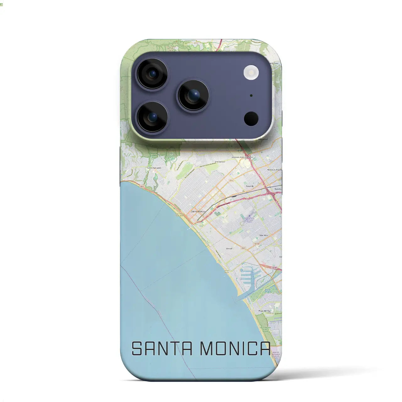 【サンタモニカ(アメリカ)】地図柄iPhoneケース(バックカバータイプ)ブラック・iPhone 17 Pro Max 用