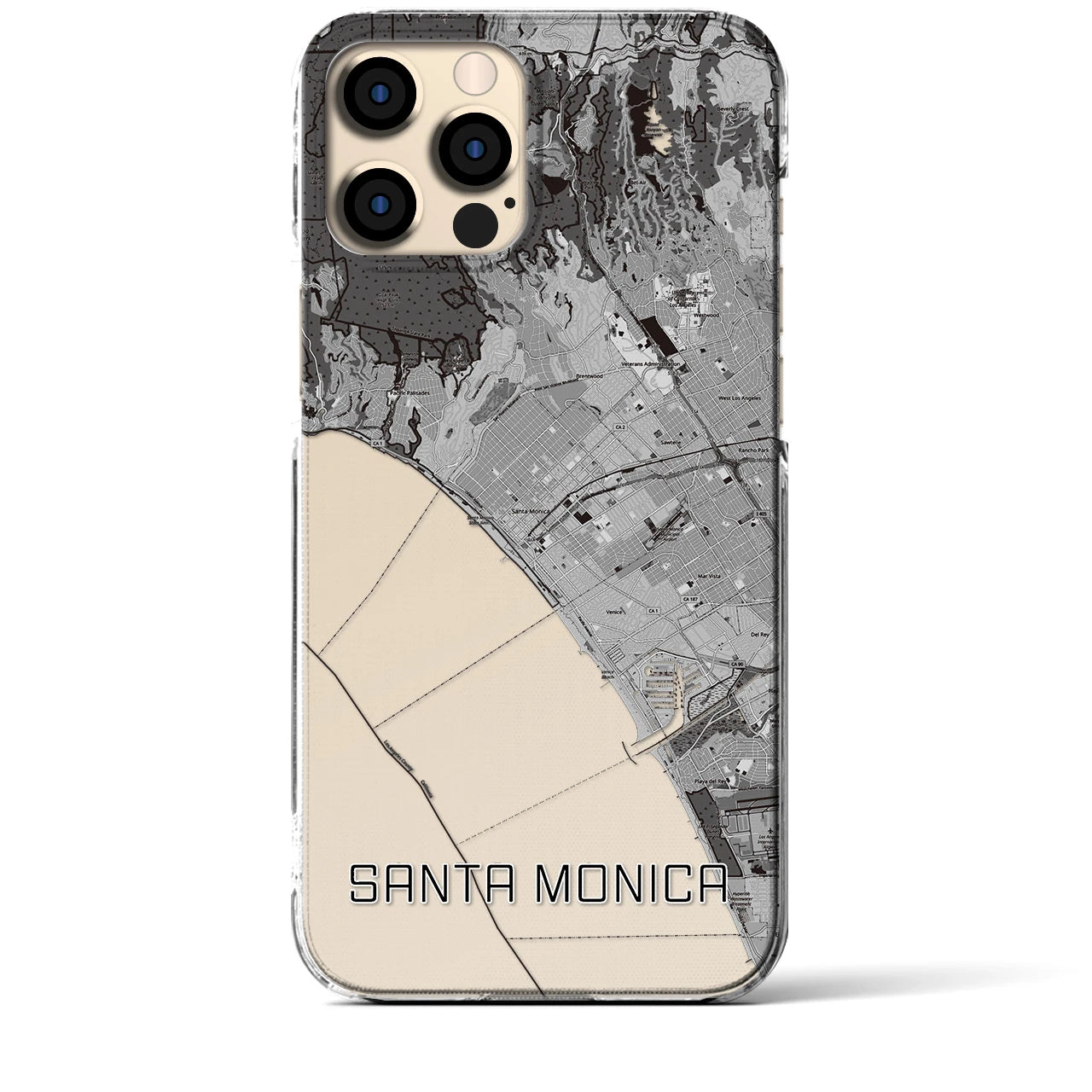 【サンタモニカ(アメリカ)】地図柄iPhoneケース(クリアタイプ)