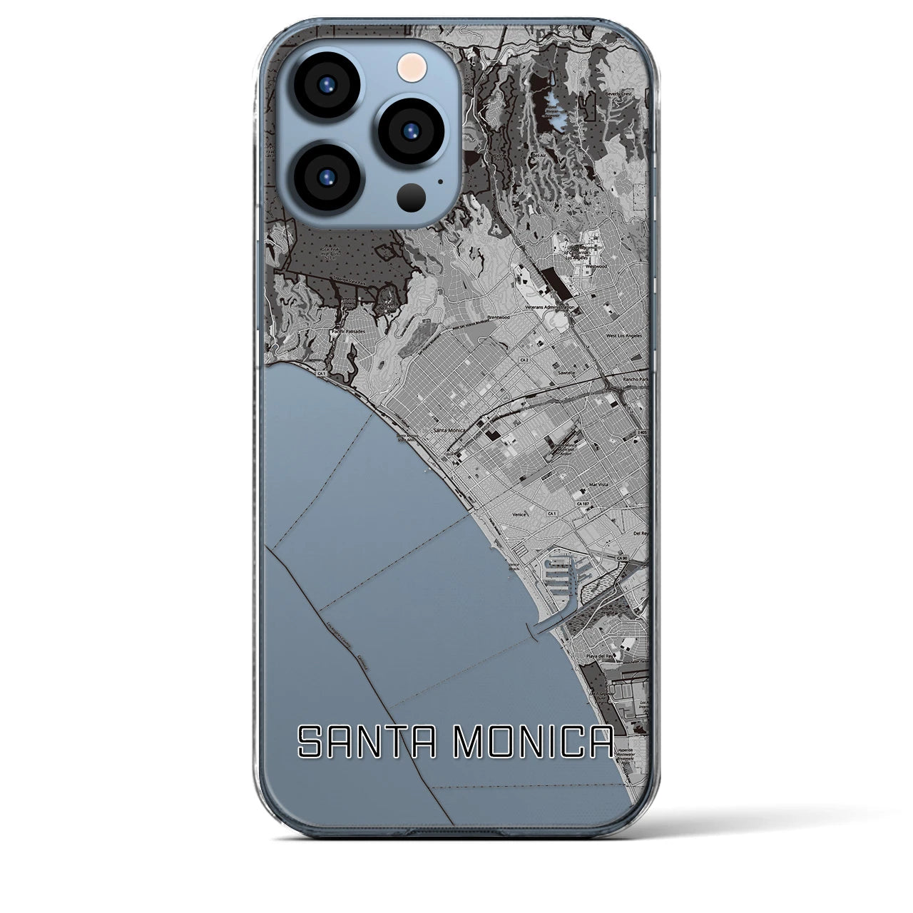 【サンタモニカ(アメリカ)】地図柄iPhoneケース(クリアタイプ)