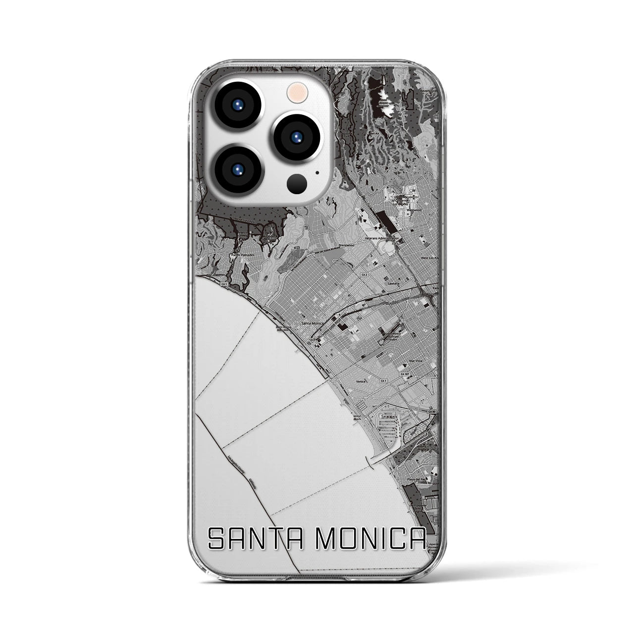 【サンタモニカ(アメリカ)】地図柄iPhoneケース(クリアタイプ)