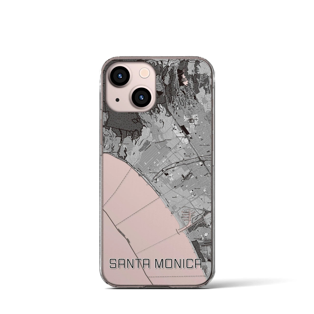 【サンタモニカ(アメリカ)】地図柄iPhoneケース(クリアタイプ)
